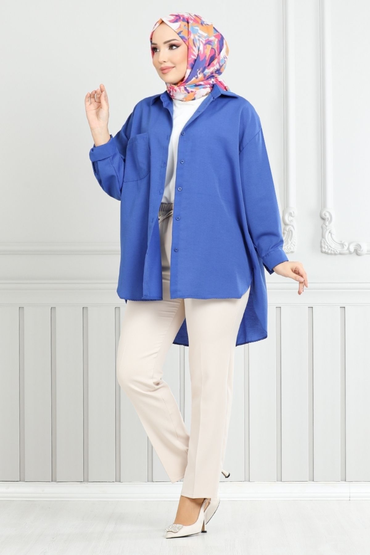ModaMerve-Elastic Waist Trousers 4022Ygs898-M Stone 2