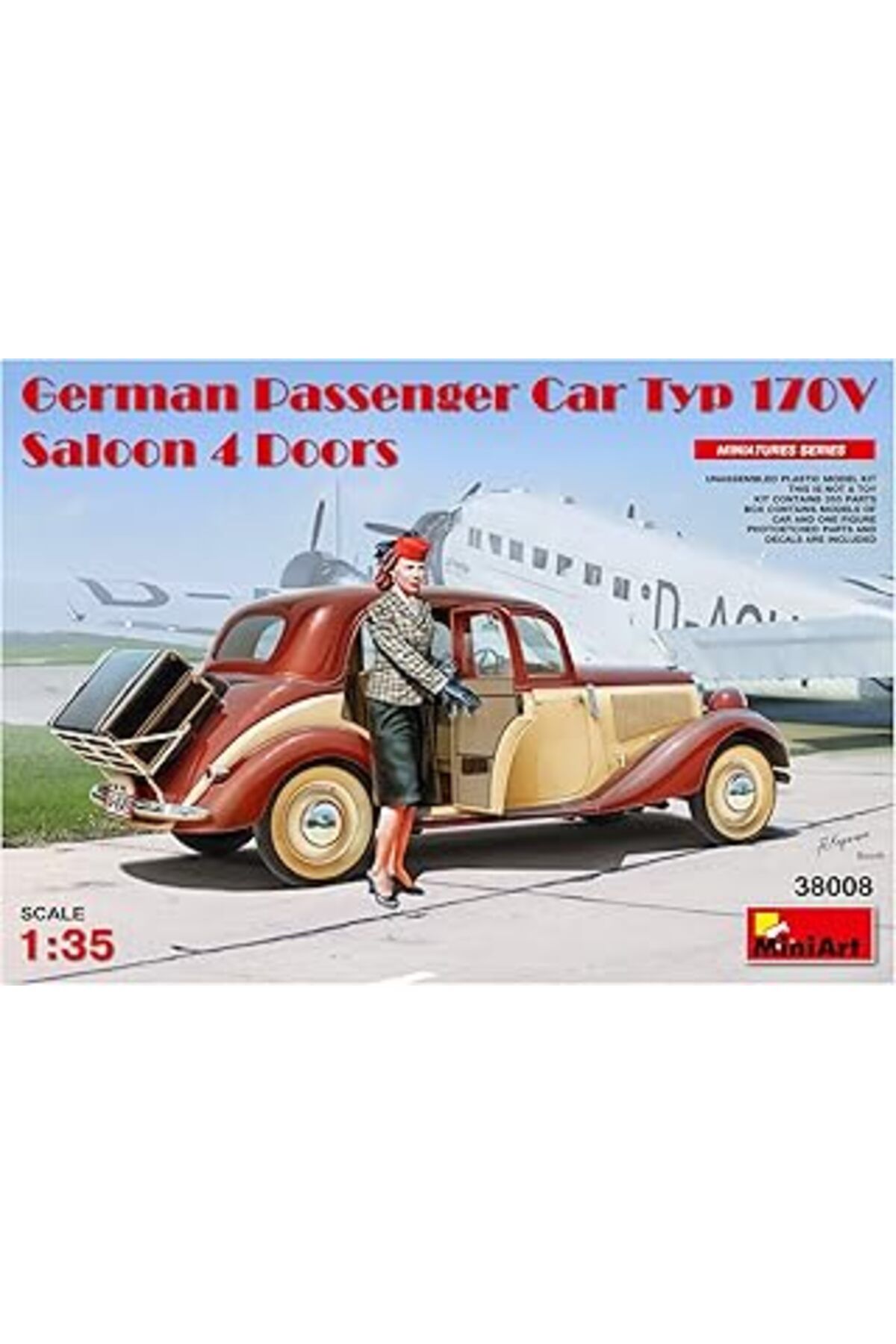 Mu Art Ahşap Miniart 38008 1:35 Alman Yolcu Arabası Type 170V. Saloon 4 Kapılı