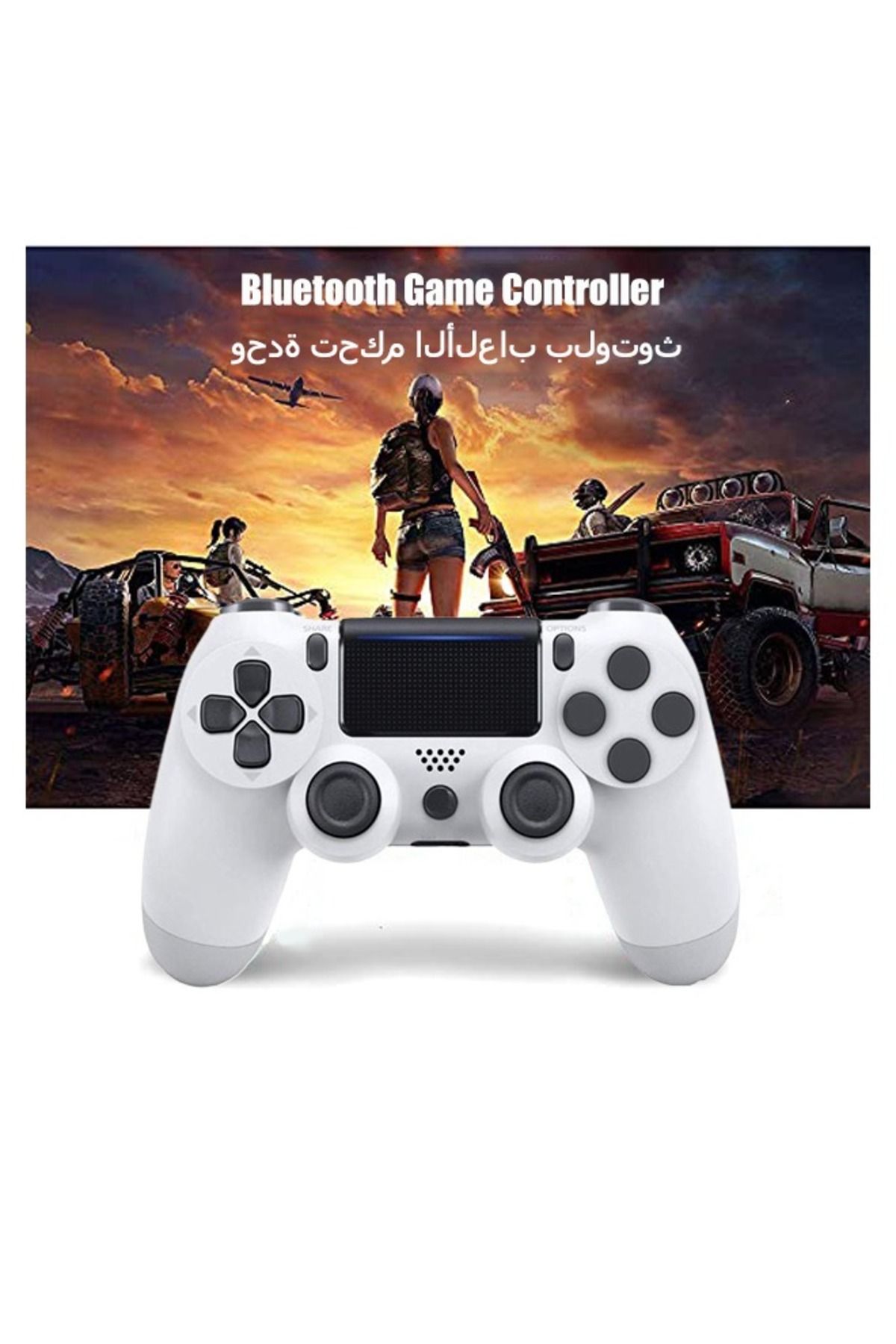 FlashHawk-Bluetooth Wireless Game Controller for PS4/PC/iOS/Android with Dual Vibration,Headphone Jack - White 1