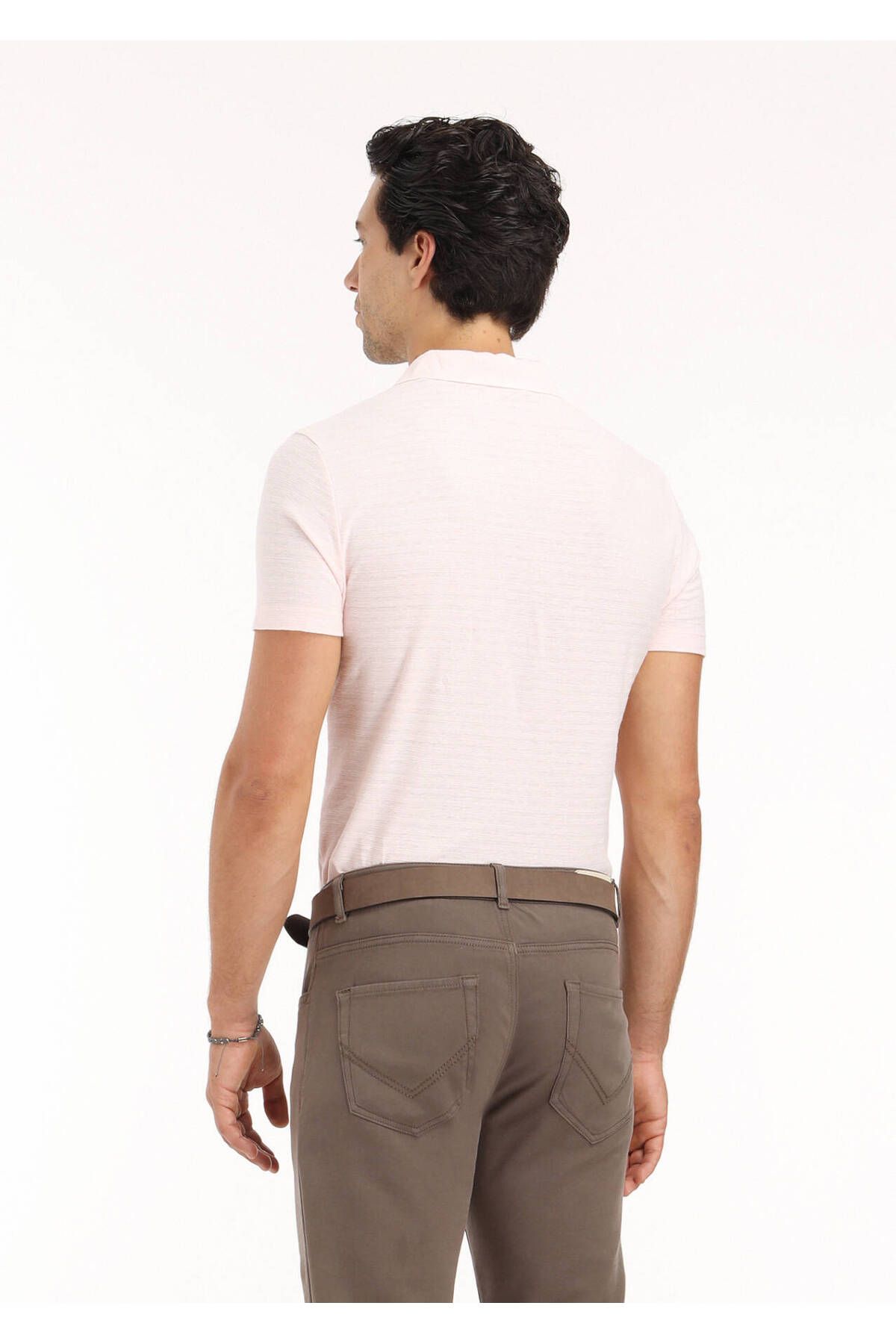 Ramsey-Polo Neck Pink Jacquard Cotton Blend T-shirt 5