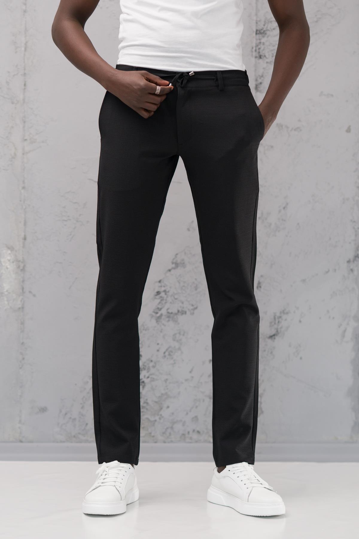ADVANTE-Παντελόνι Jogger Dobby Slimfit Cotton Lycra με ελαστική μέση και κλωστή 3