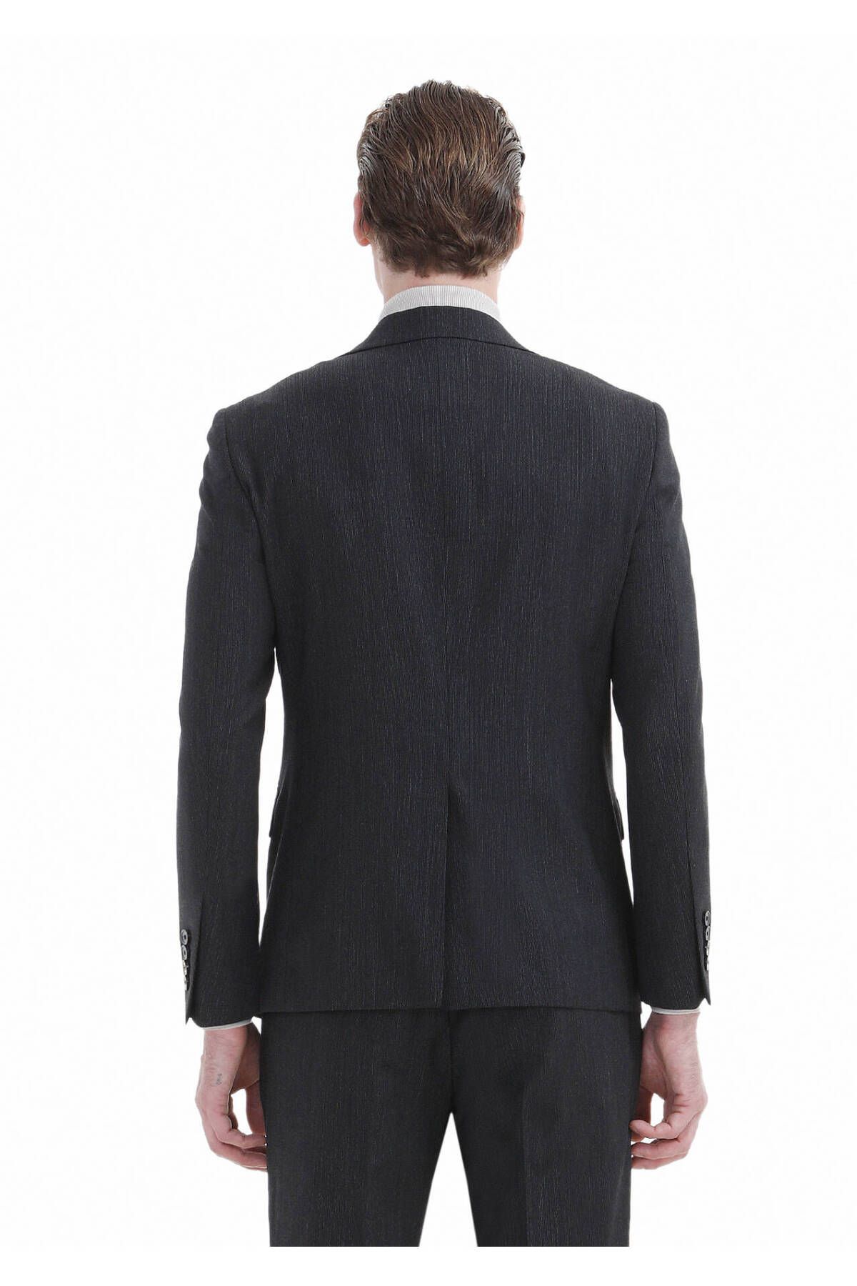 Ramsey-Modern Fit Anthracite Striped Wool Blended Suit 6