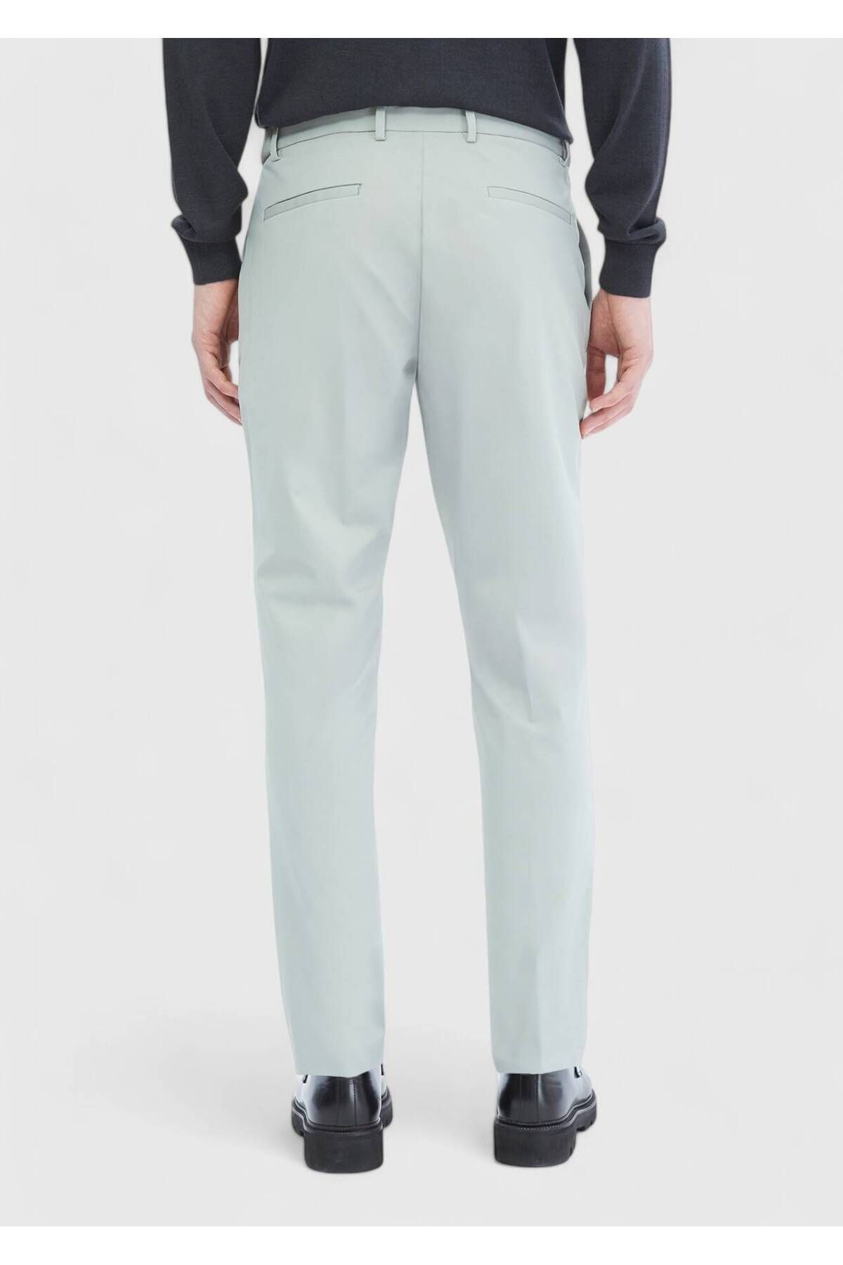 Ramsey-Μπεζ ίσιο πλεκτό παντελόνι Jogging Fit Casual 5
