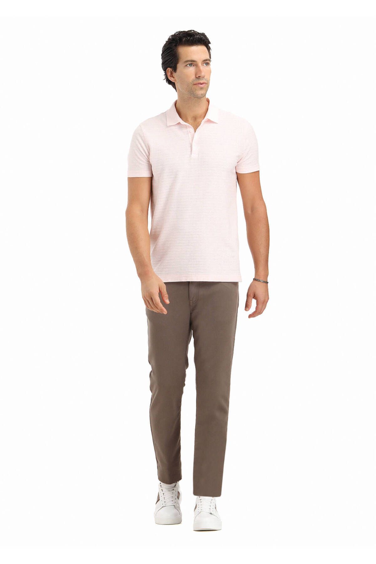 Ramsey-Polo Neck Pink Jacquard Cotton Blend T-shirt 1