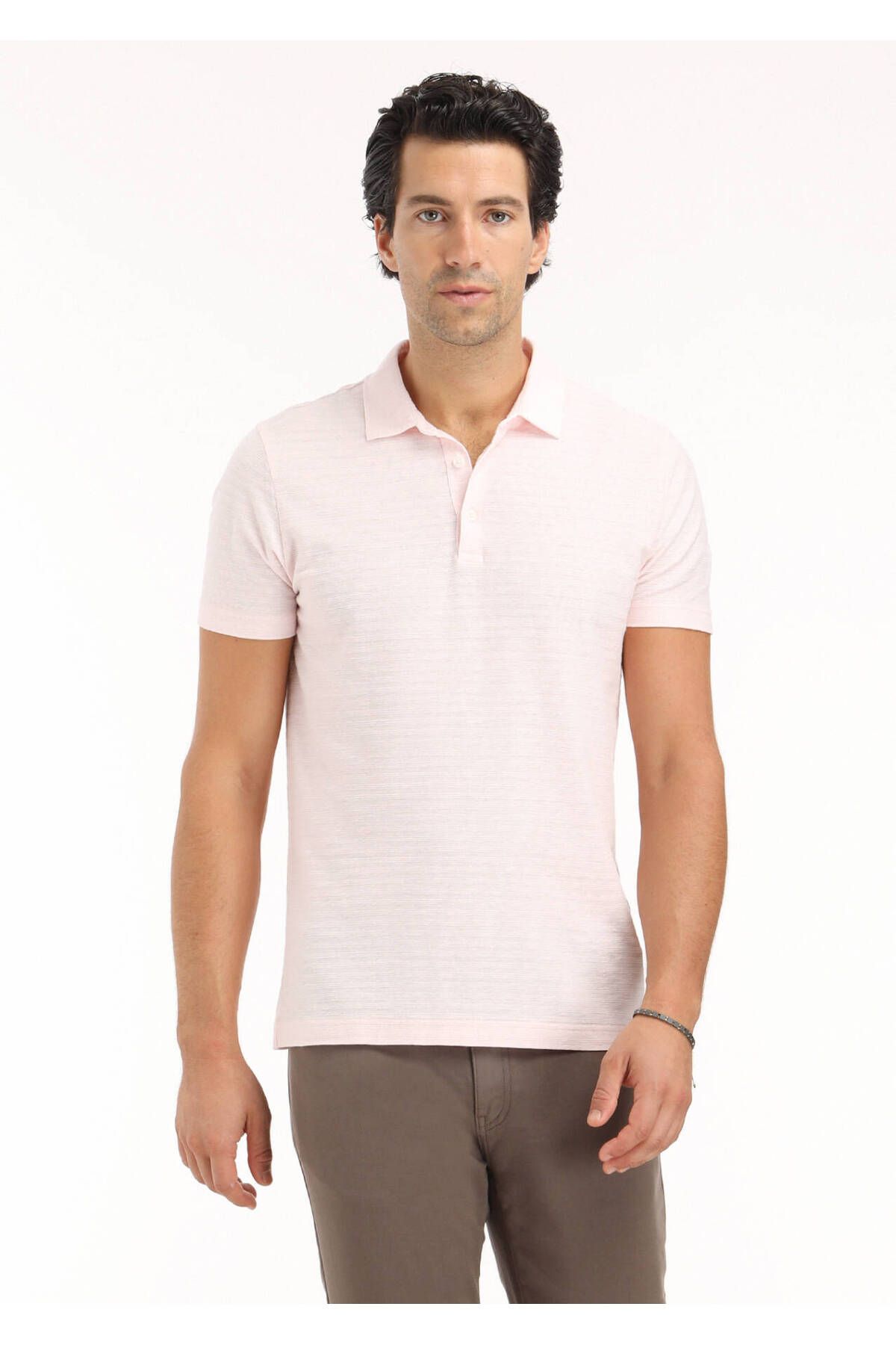 Ramsey-Polo Neck Pink Jacquard Cotton Blend T-shirt 2