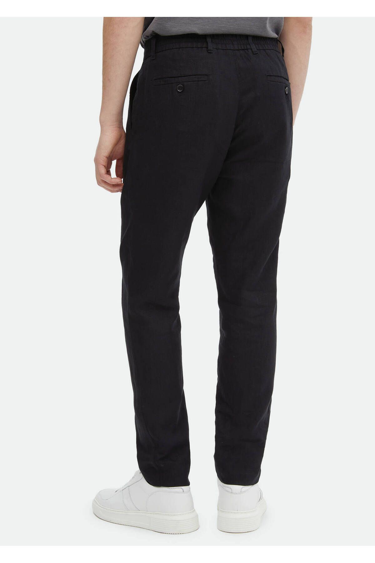 Ramsey-Pantaloni negri cu țesătură dreaptă Jogging Fit Casual 100% in 4