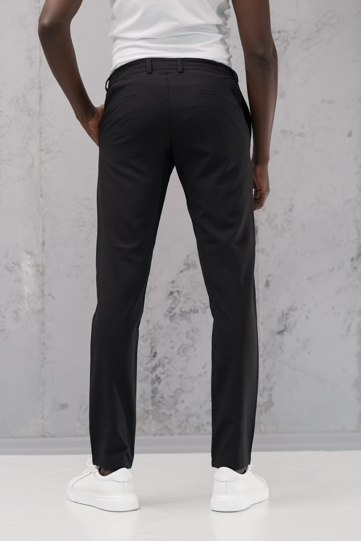 ADVANTE-Παντελόνι Jogger Dobby Slimfit Cotton Lycra με ελαστική μέση και κλωστή 4