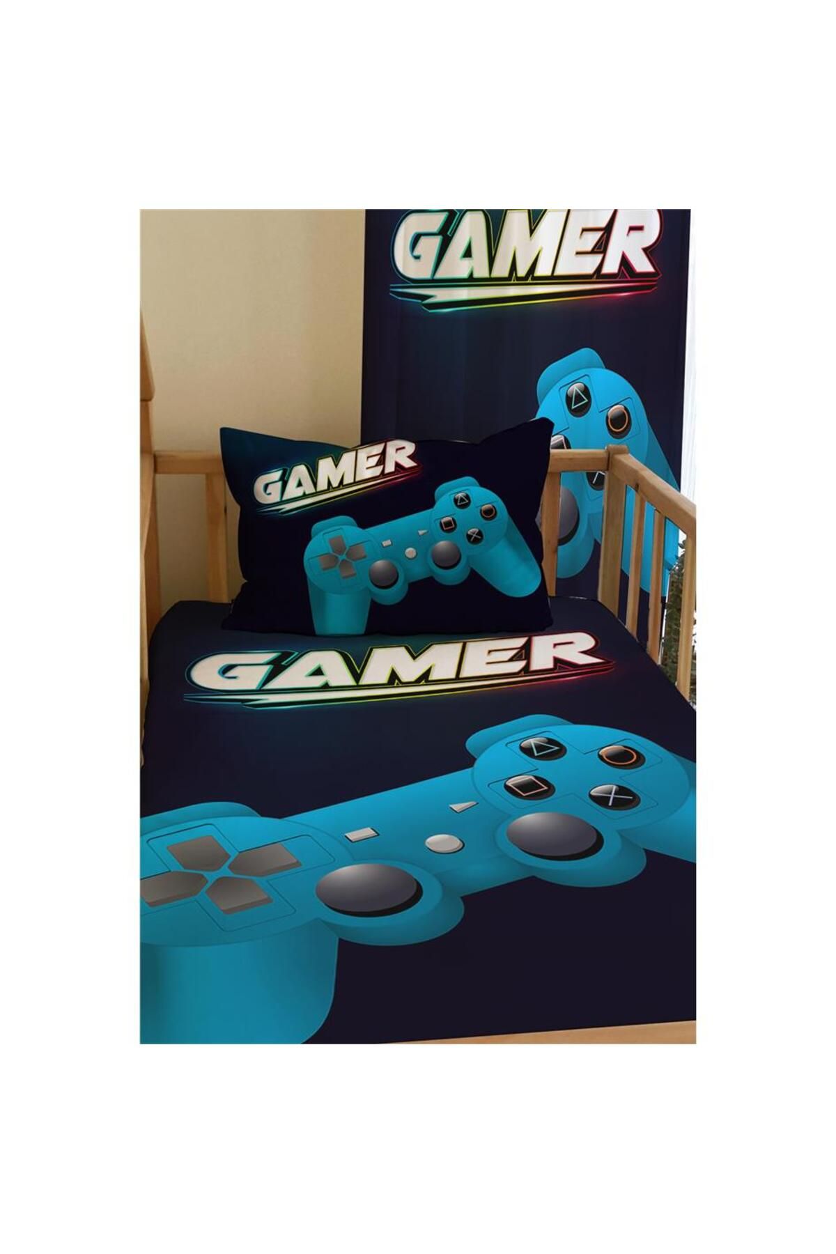 milroma MİLROMA Gamepad Desenli Game Over Yazılı Çocuk Yatak Örtüsü