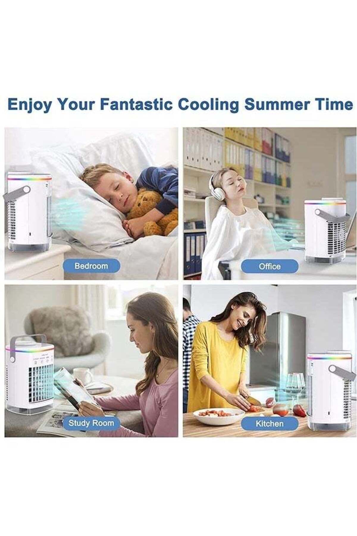 COOYA-Air Cooler 3 IN 1, Portable Desktop, with 4 Wind Speed & LED Light, 2 Cool Mist & 2-8H Timer 6