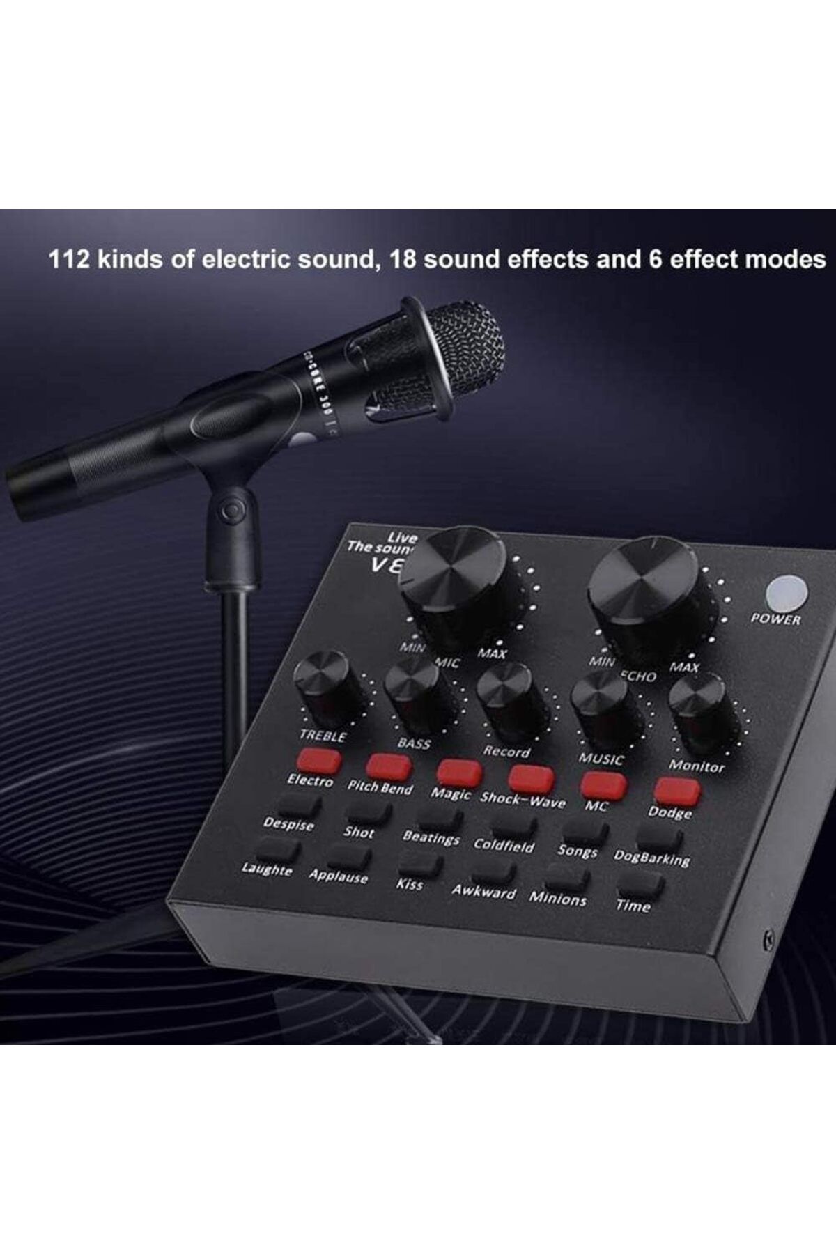 fulina-V8 Sound Card, Sound Mixer Board for Live Streaming with 12 Sound Effects, for Phone PC 7