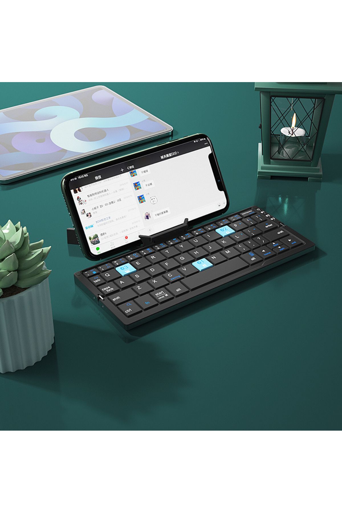 Choice-Us layout Dark Gray Jomaa Foldable Bluetooth Keyboard Rechargeable Keyboard Mini Folding Wireless Ke 1