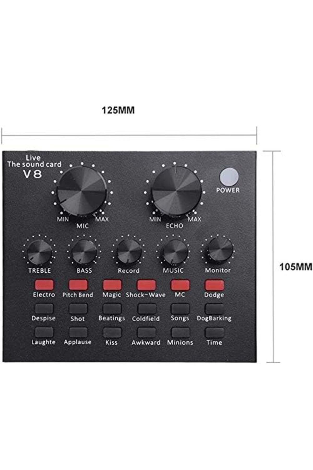 fulina-V8 Sound Card, Sound Mixer Board for Live Streaming with 12 Sound Effects, for Phone PC 8