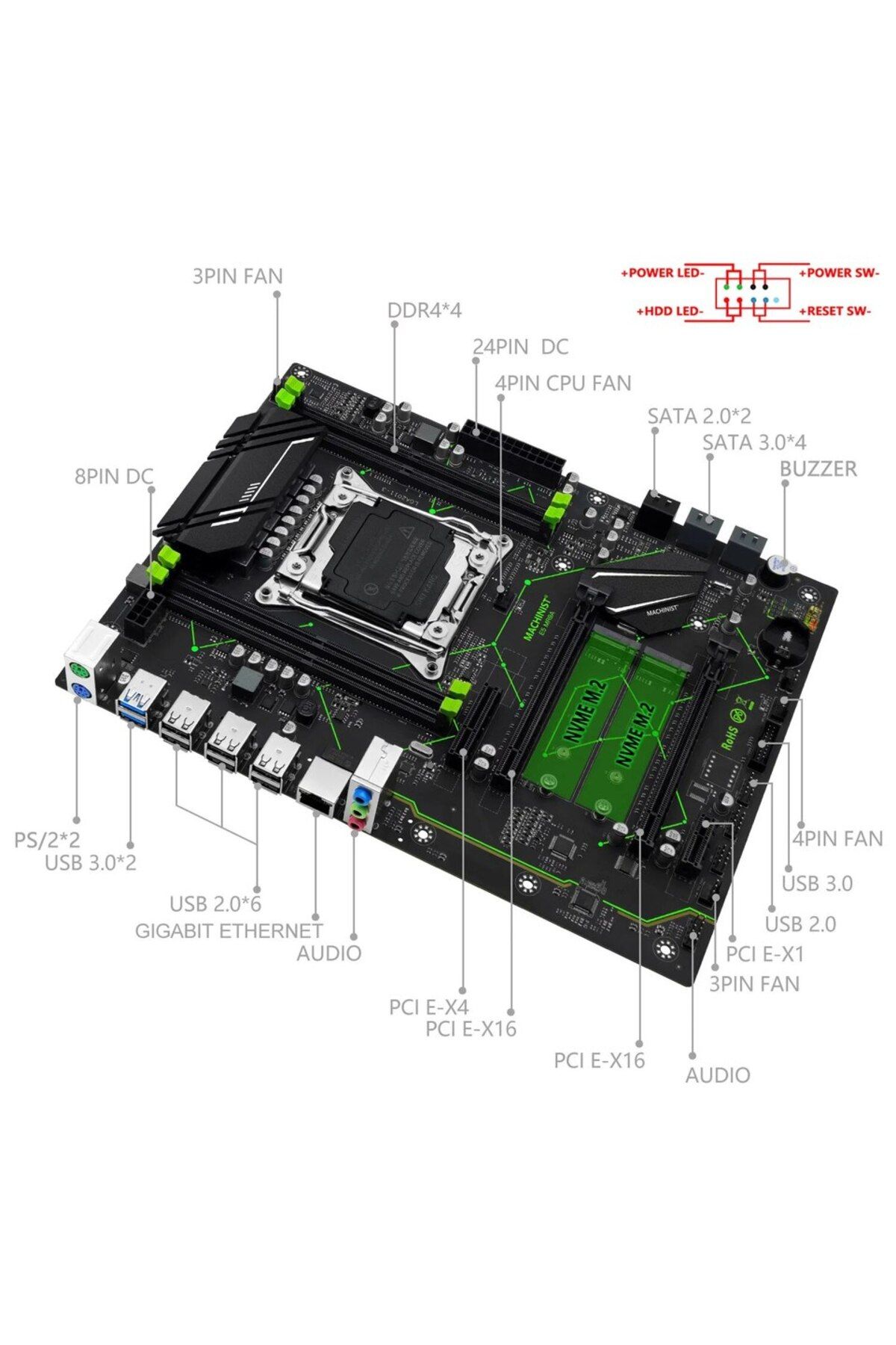 Choice-Motherboards Machinist E5 Mr9a V1.0 X99 Motherboard Support Lga 2011-3 Xeon E5 V3 V4 Cpu Processor D 3