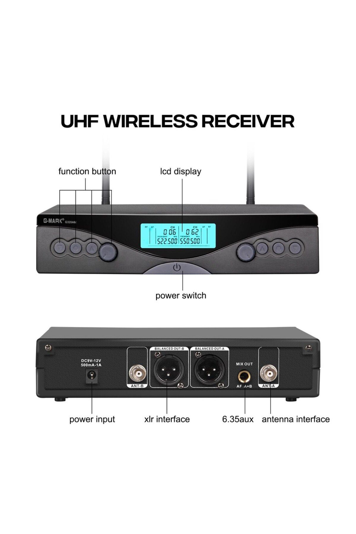 Choice-G320AM-EUplug Wireless Microphone G-MARK G320AM Professional UHF 2 Channels Karaoke Mic Handheld Aut 2