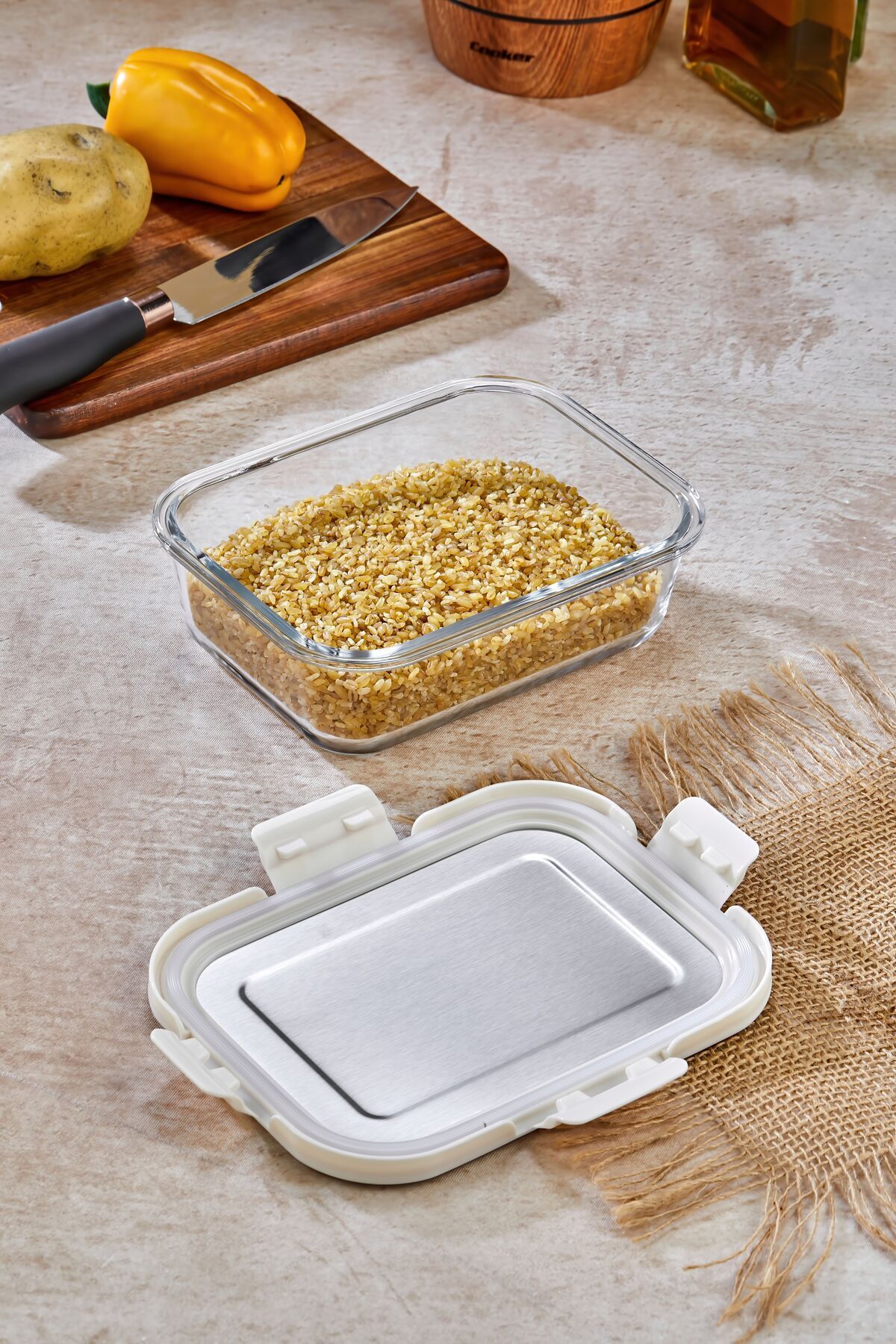 Cooker-حاوية تخزين زجاجية سعة 1000 مل – مانعة للتسرب، مع غطاء من الفولاذ المقاوم للصدأ، لحفظ الطعام 8
