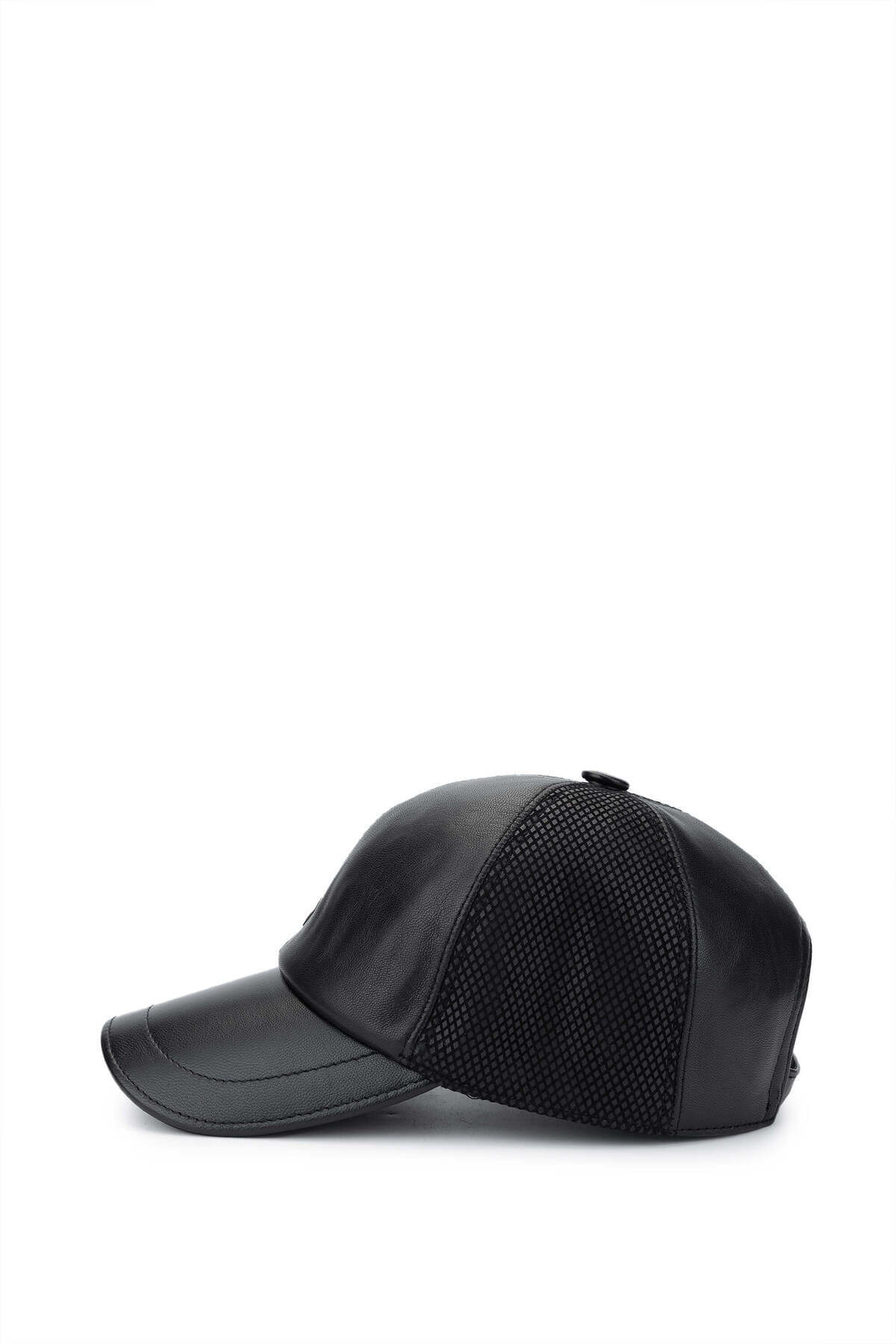 Tamer Tanca-Men's Genuine Leather Black Baseball Cap 3