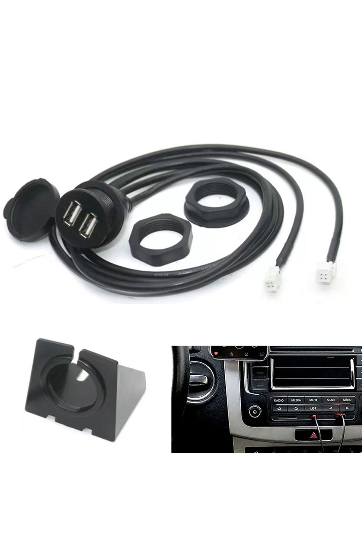 Choice-Car Radio Multimedia Player Car Dashboard USB Socket For Most Cars 4/6 Pin Dash Mount Dual USB Po... 3