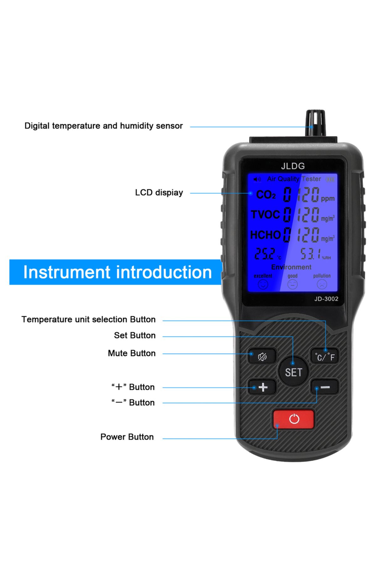 meterk-8in1 Air Quality Tester CO2 Meter Gas Analyzer CO2 Sensor TVOC Meter Carbon Dioxide Sensor Temper... 4