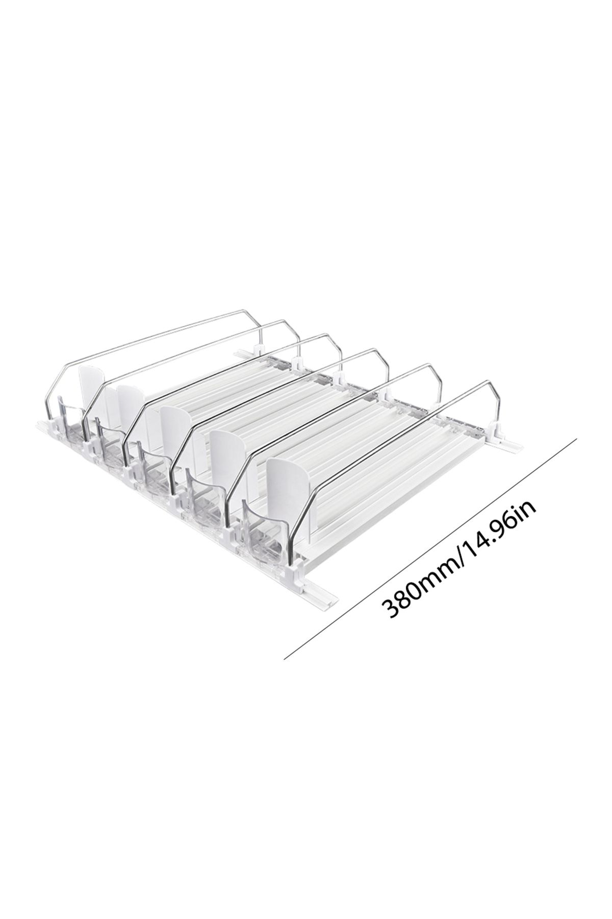APWIKOGER-White 380mm 5 sets Canned Beverage Push Rack Drink Organizer Dispenser Spring Push Adjustable Width 1