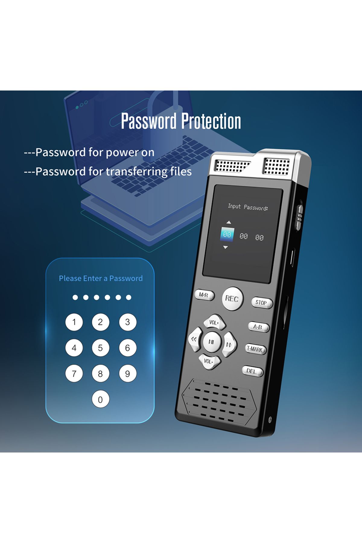Choice-8G device storage Voice Activated Dual Microphone Recording Password Protection Line-in T-MARK Digit 5