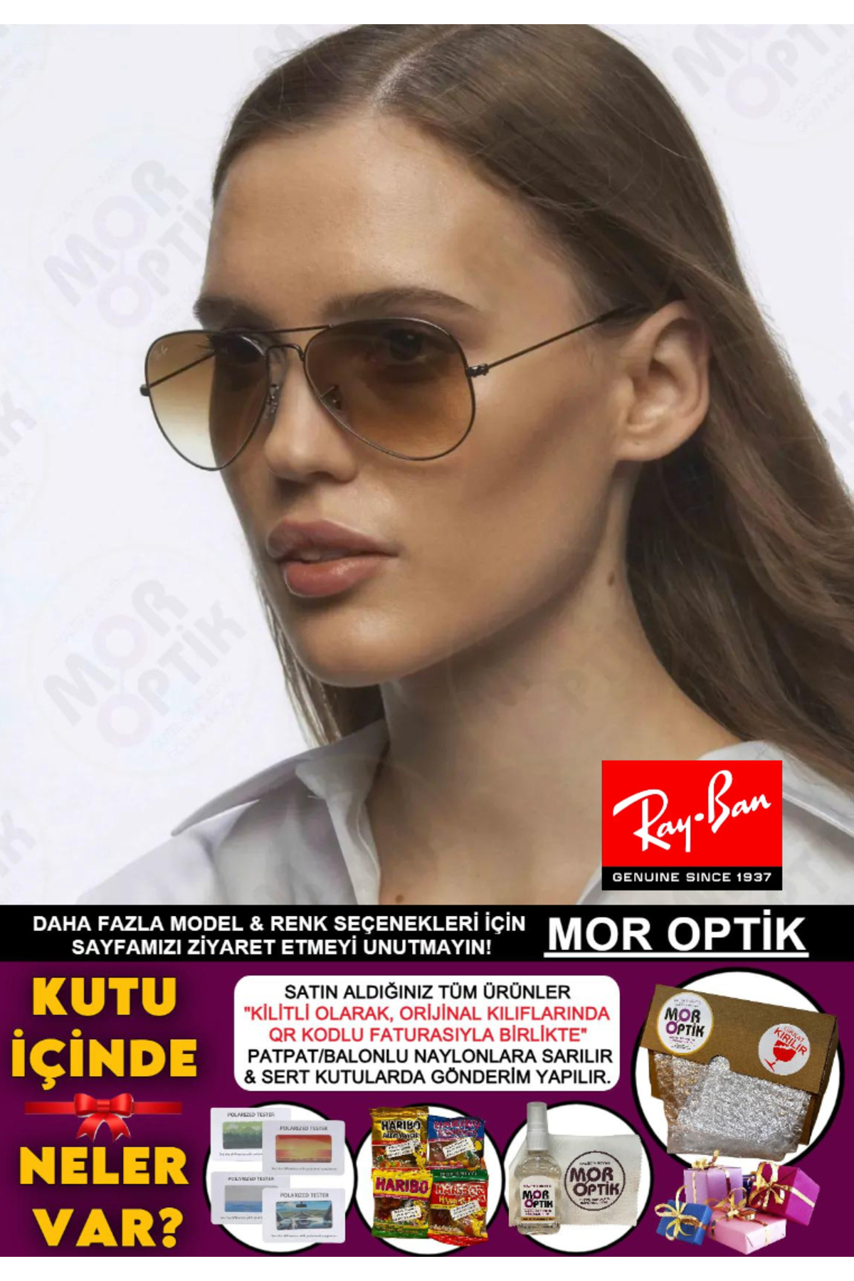 Ray-Ban-Purple Optical Rb3025 Aviator 004/51 (55 Small Size) Brown Gradient Drop Unisex 1