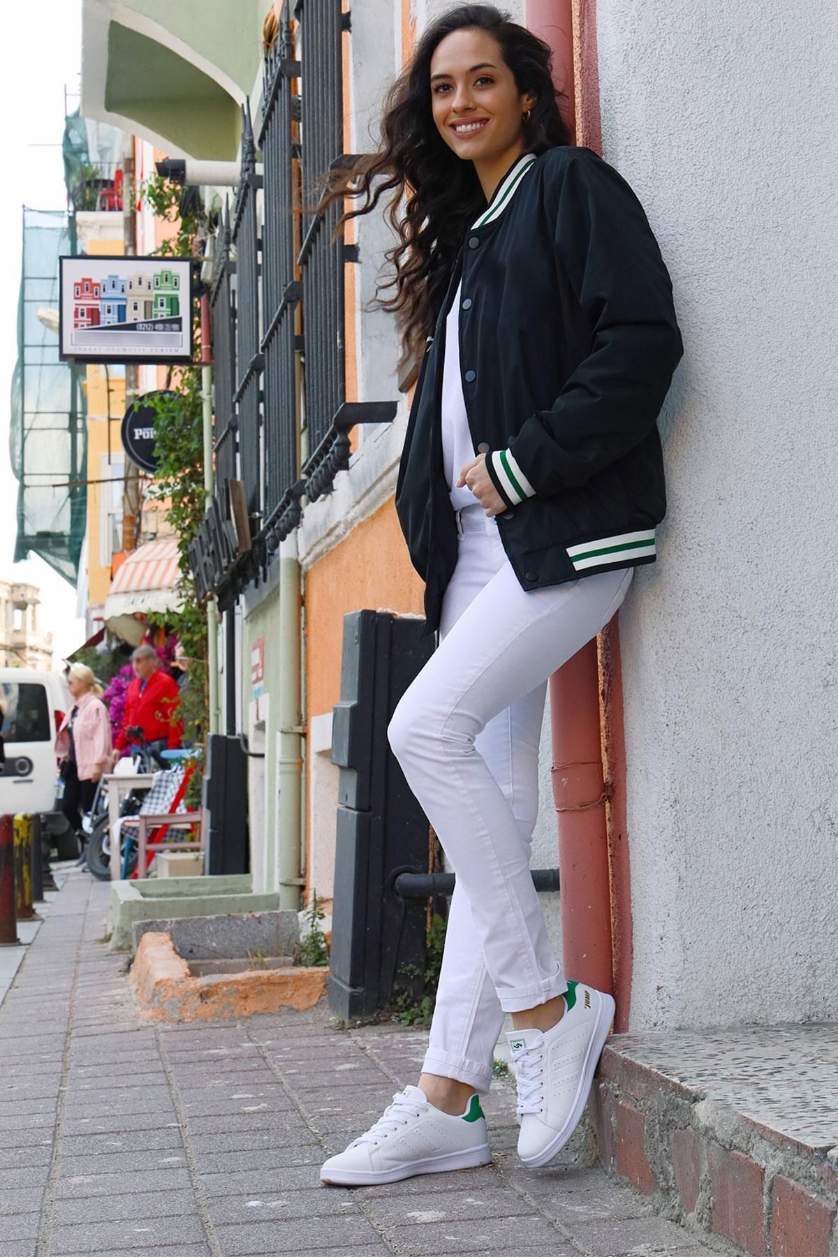 Jump-15306 White - Green Women's Sneaker Casual Sneakers 4