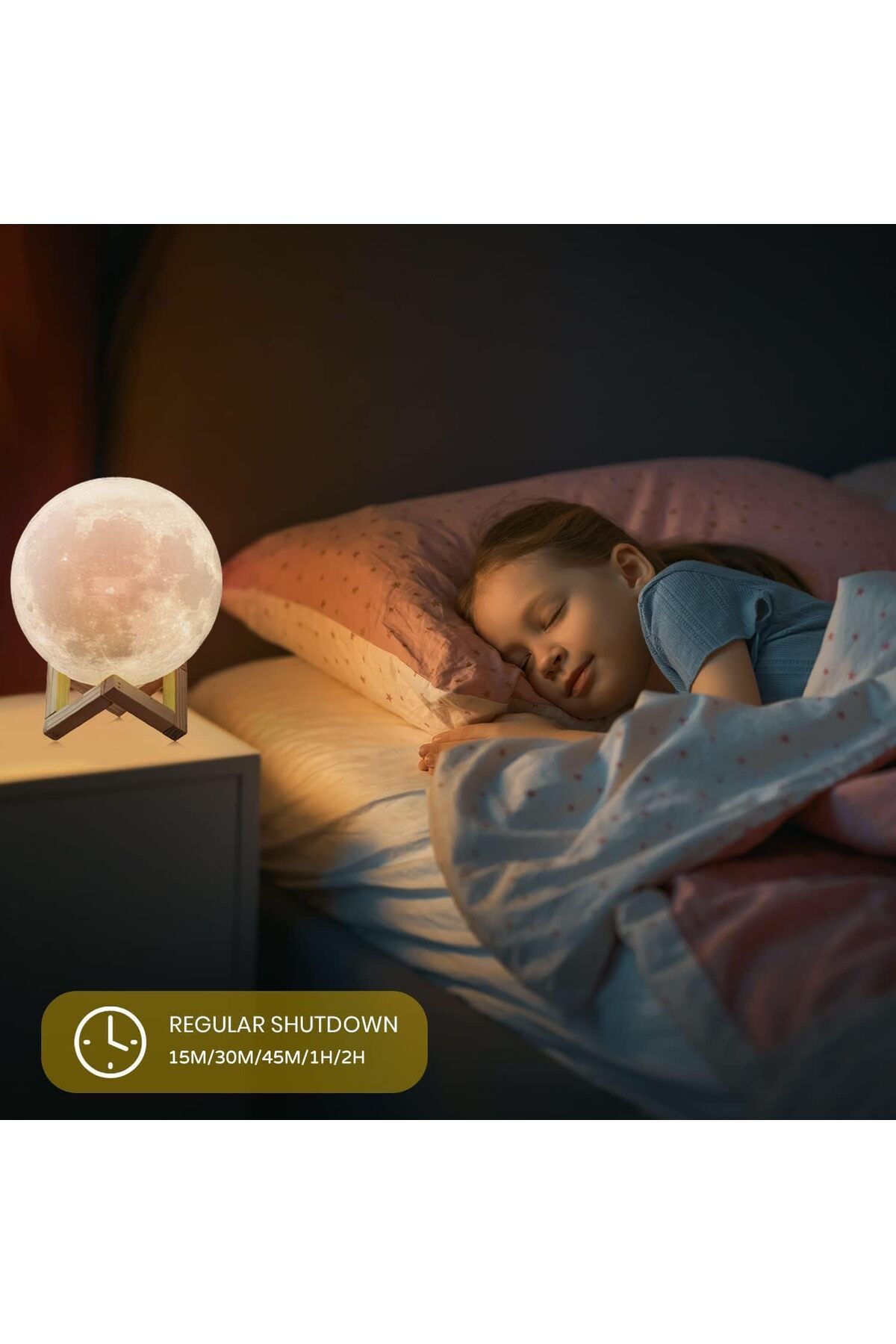 AWH-Moon Lamp –  3D Printed LED Moon Light, 16 Colors, Remote & Touch Control, USB Rechargeable 4