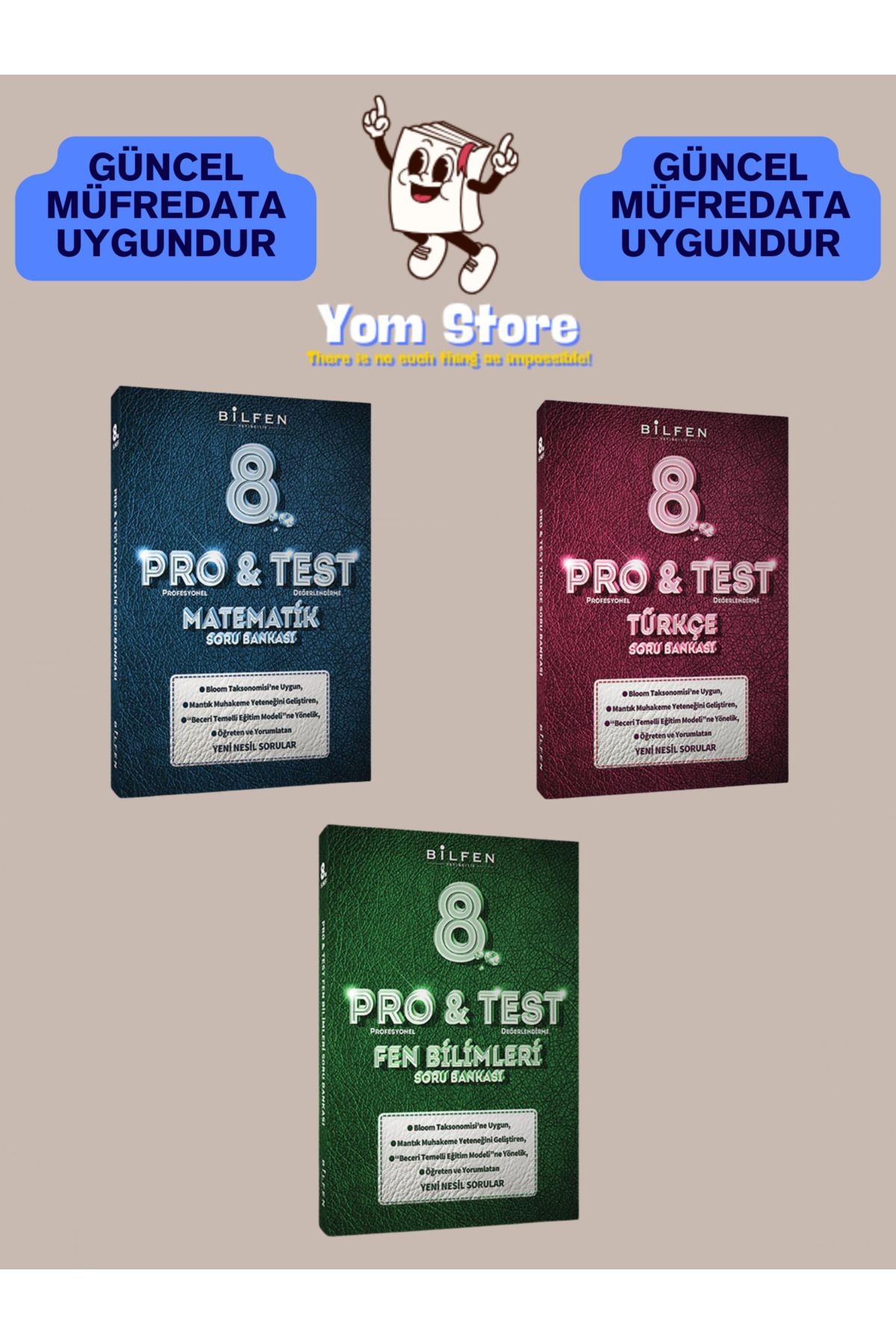 Bilfen Yayıncılık 8. Sınıf Pro Test Matematik + Türkçe + Fen Bilimleri SET Soru Bankası