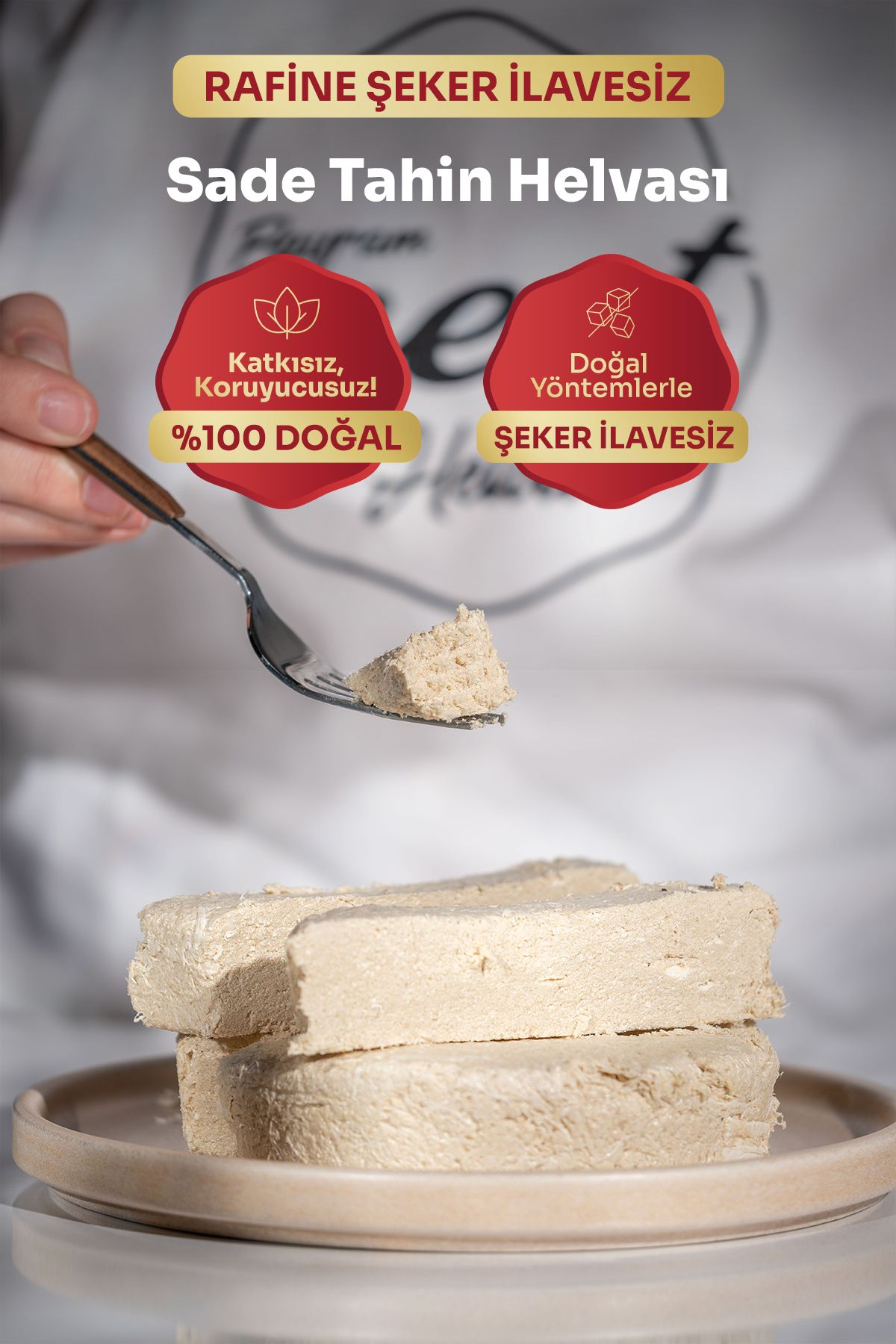 BAYRAM MERT HELVA Şeker İlavesiz Sade Tahin Helvası (450 Gr)