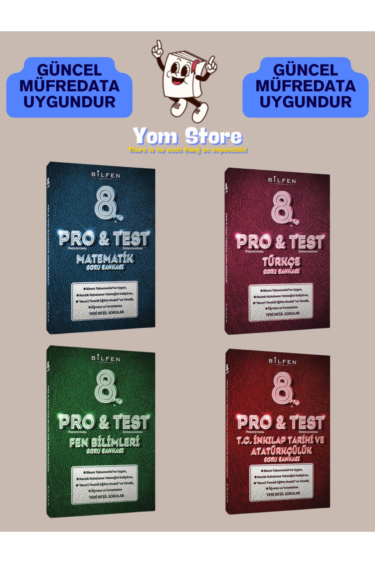 Bilfen Yayıncılık 8. Sınıf Pro Test Matematik + Türkçe + Fen Bilimleri + İnkılap Tarihi SET Soru Bankası