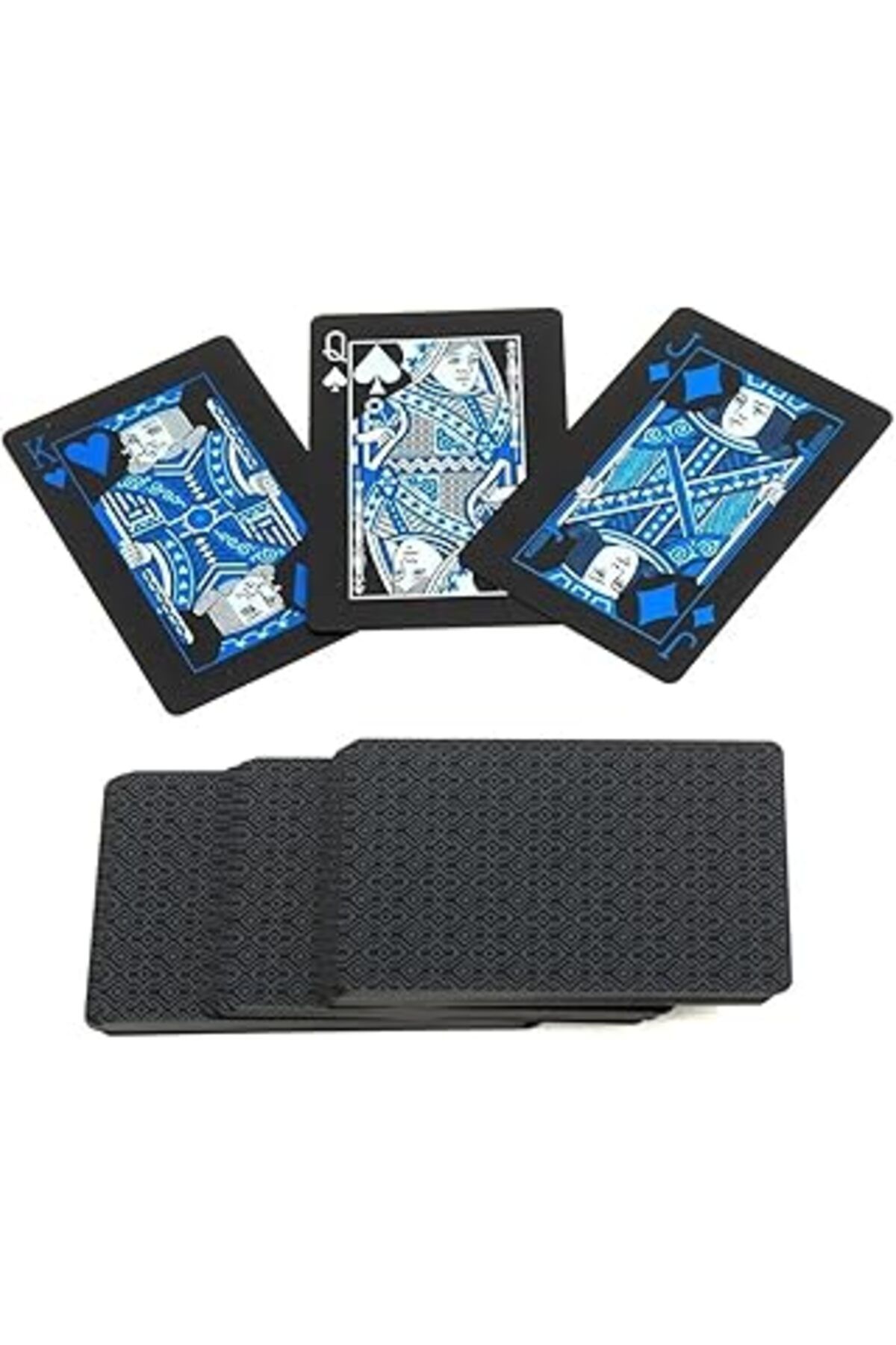 Mu Art Ahşap Spelt Iskambil Kağıdı Destesi Oyun Kartları Su Geçirmez Pvc Parlak Siyah Deste 8,7cm X 5,7cm 54'lü