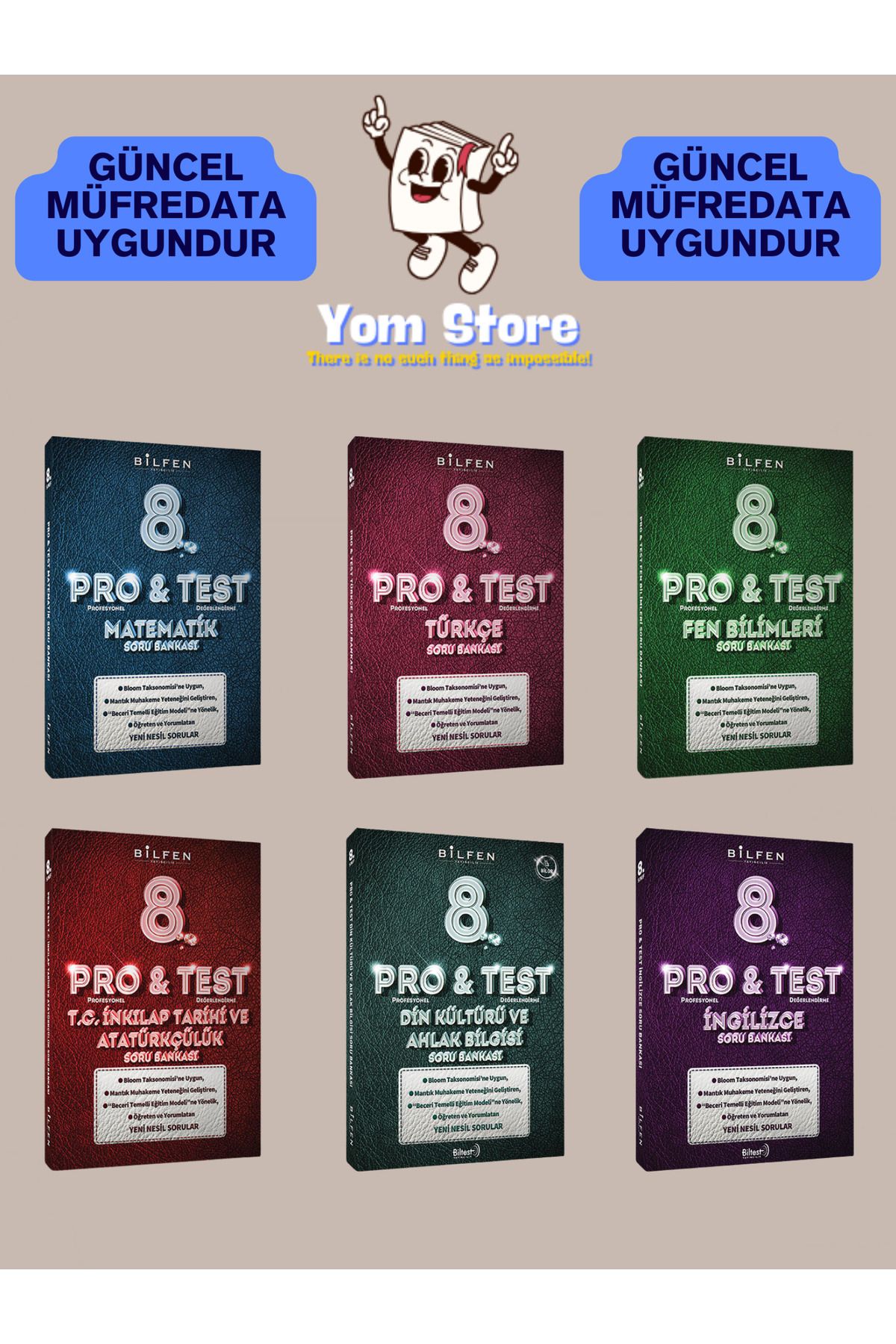 Bilfen Yayıncılık 8. Sınıf Pro Test Matematik Türkçe Fen Bilimleri Inkılap T. Din K. Ing. Set Soru Bankası