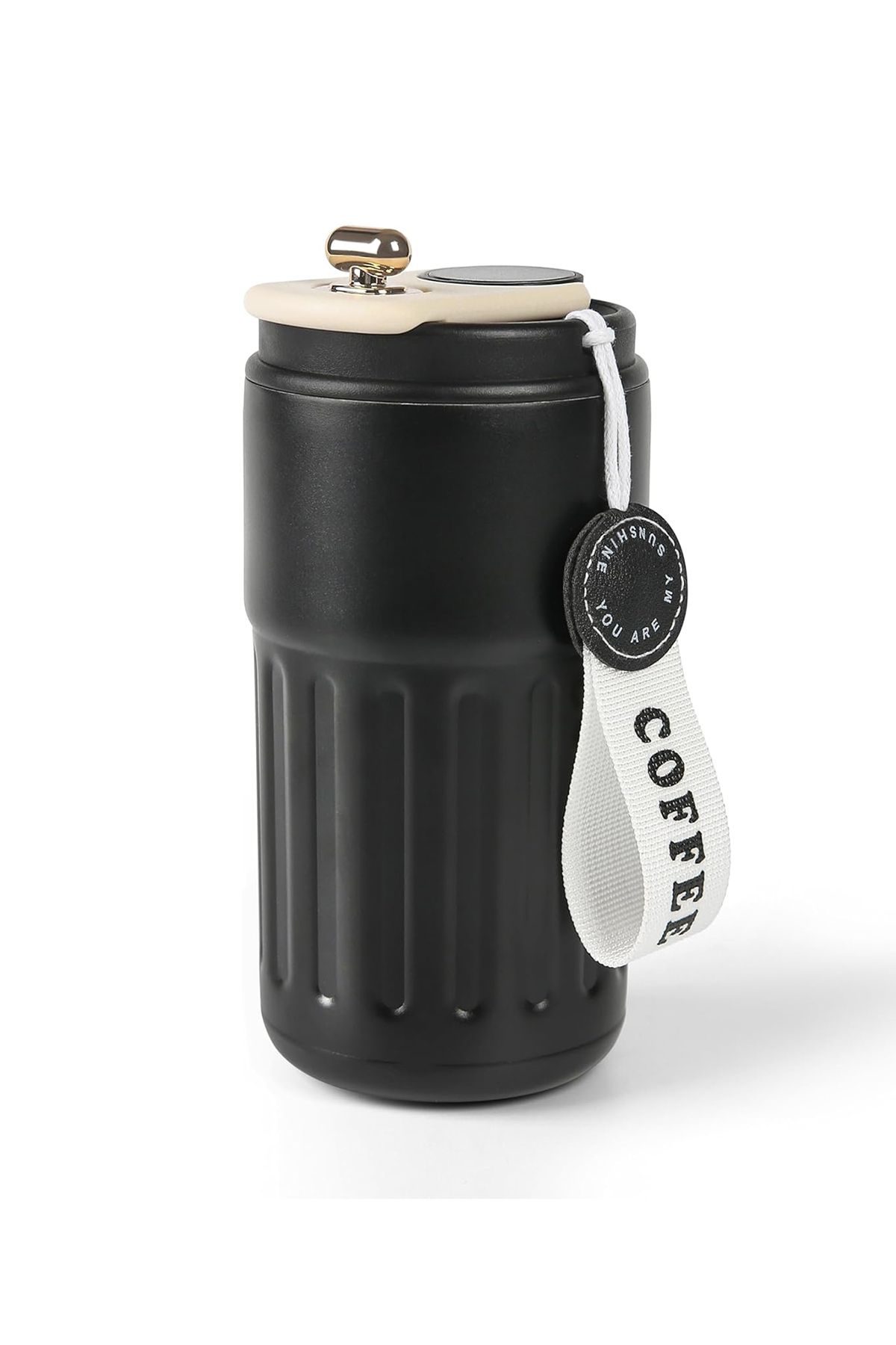 Verahed-450ml Stainless Steel Small Thermos Cup Tea Coffee Thermos with Digital Temperature Display and Carrying Strap 1