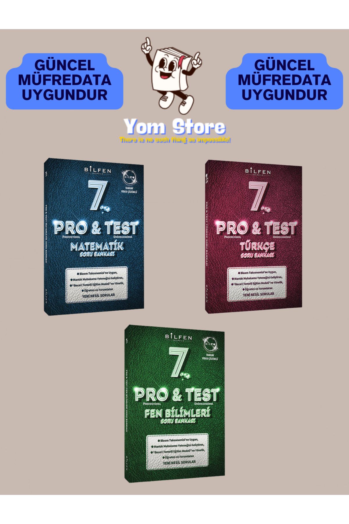 Bilfen Yayıncılık 7. Sınıf Pro Test Matematik + Türkçe + Fen Bilimleri SET Soru Bankası