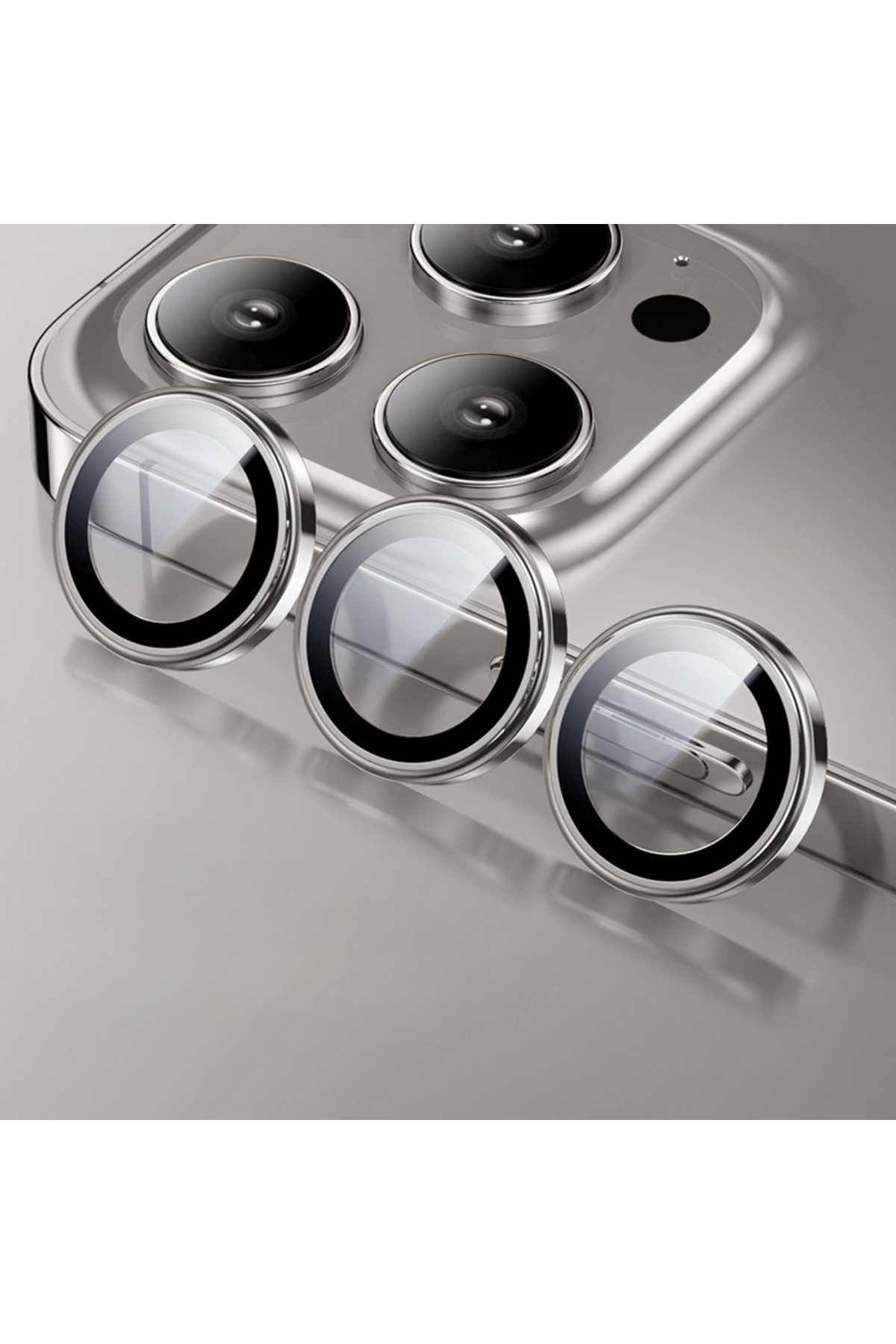 KingZeYi-15 Pro(max) 3PCS Titanium 3PCS Camera Protector Lens Glass for iPhone 15 Pro Max 16 pro Metal Ring f 1