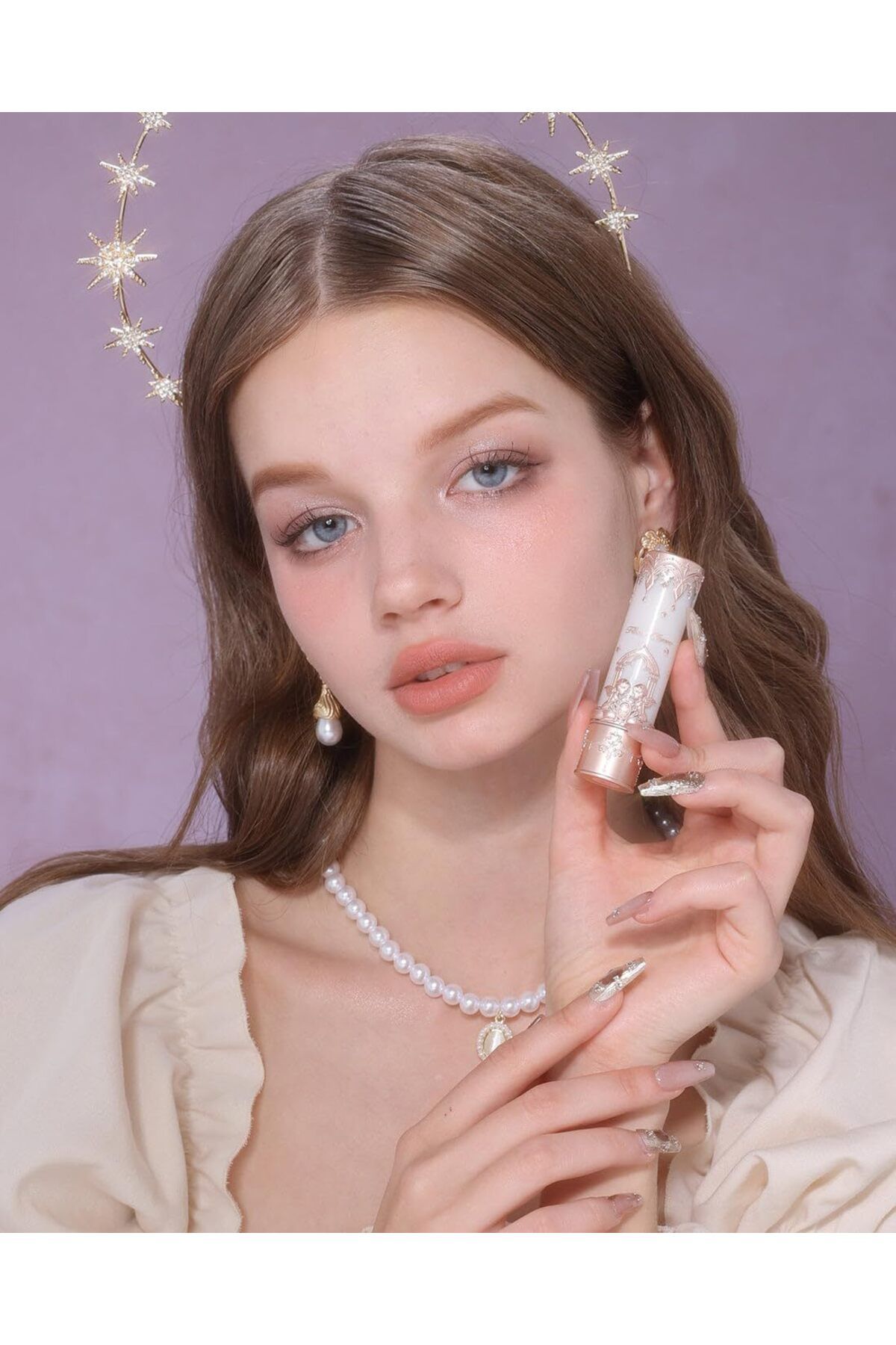 Flower Knows-Little Angel Matte Lipstick - 3.5g (C01 Starry Cross - Neutral Peach) 2