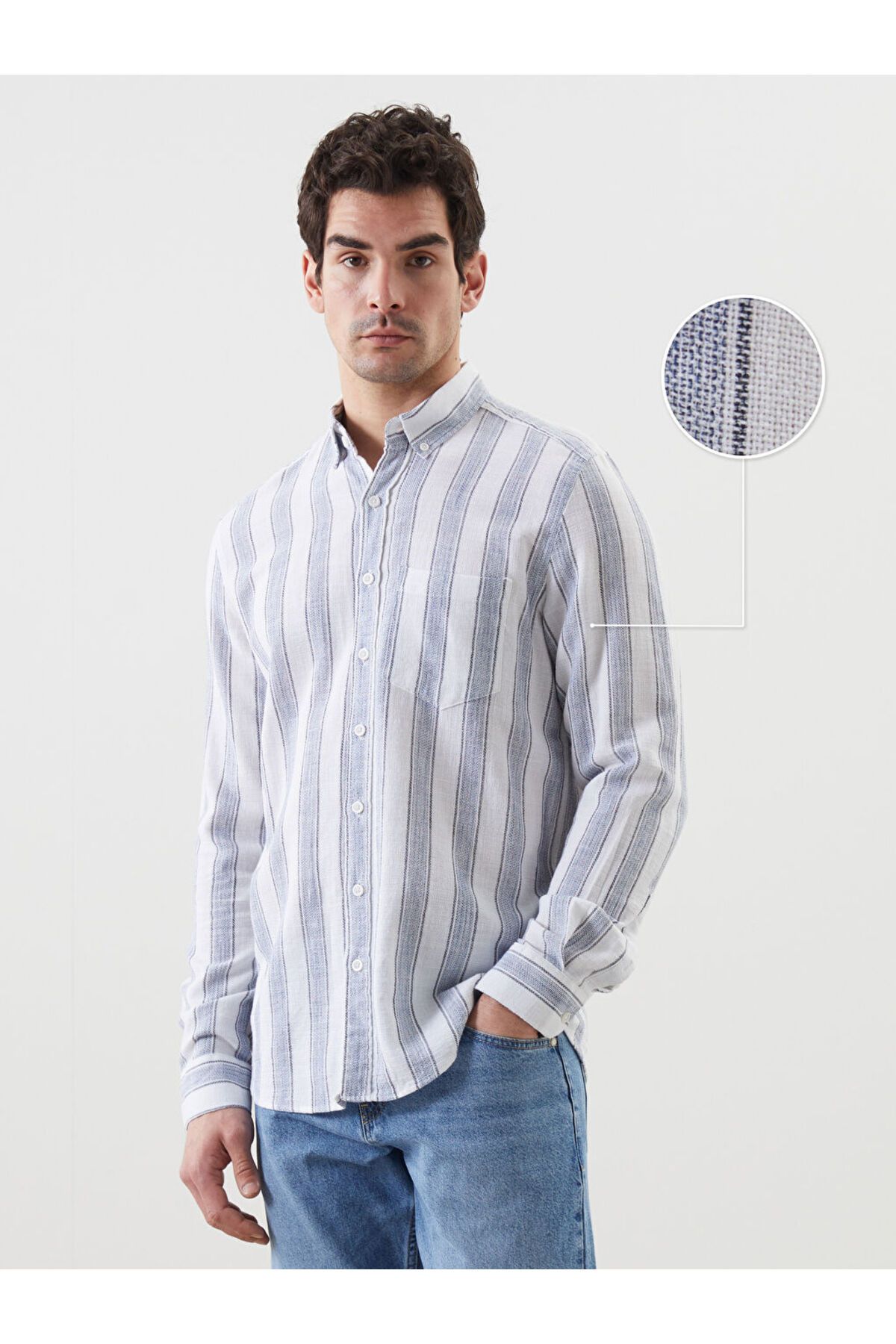 LC Waikiki Regular Fit Uzun Kollu Çizgili Erkek Gömlek