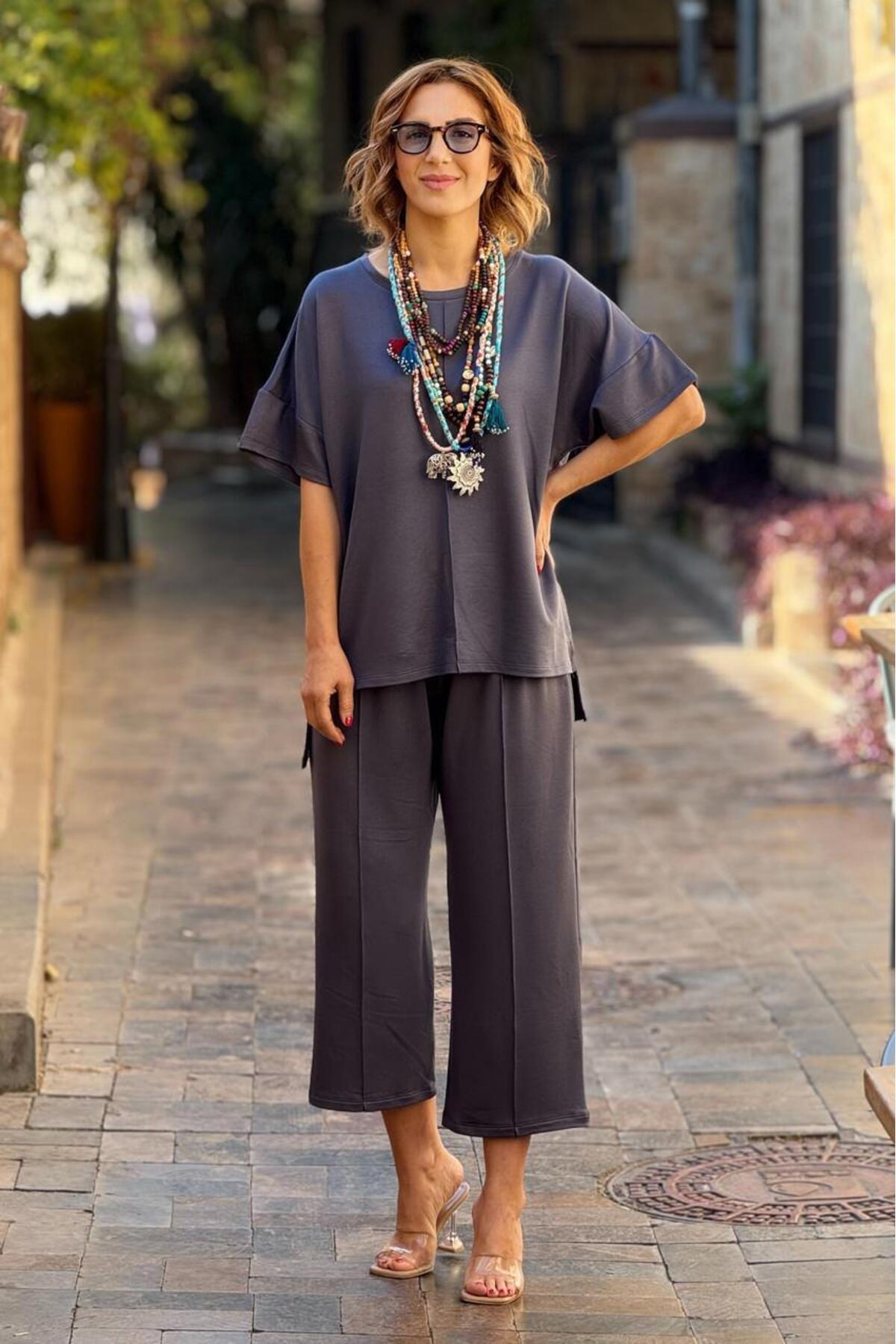 Cotton Modal Sun Moda Tops Clothing Women Gray Nevin Kaya Moda