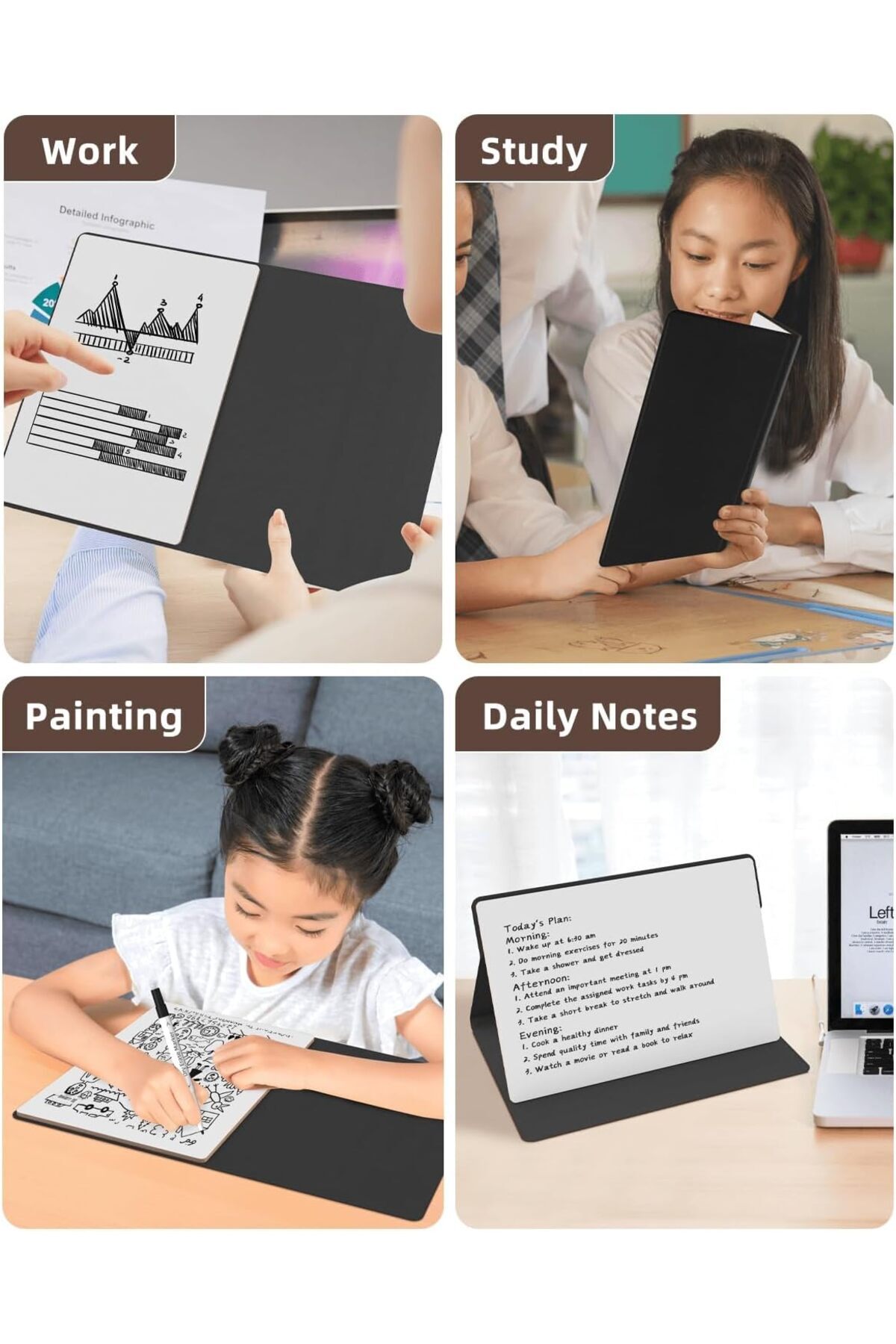 erorex-Small Dry Erase Board With Stand For Desk 9.5 * 6.6In Portable Reusable Desktop Notepad Memo White 5