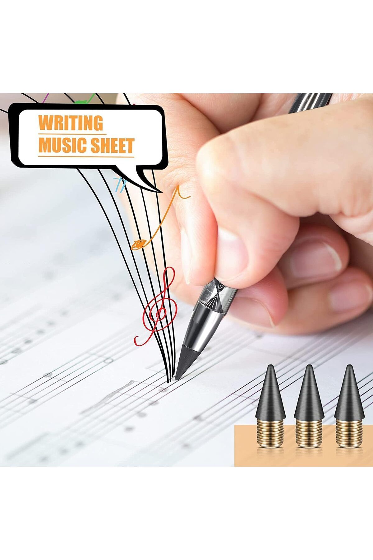 erorex-24 قطعة من أقلام الرصاص القابلة للاستبدال من Everlasting Infinite Pencil القابلة للاستبدال ذات طرف الجرافيت المعدني 3