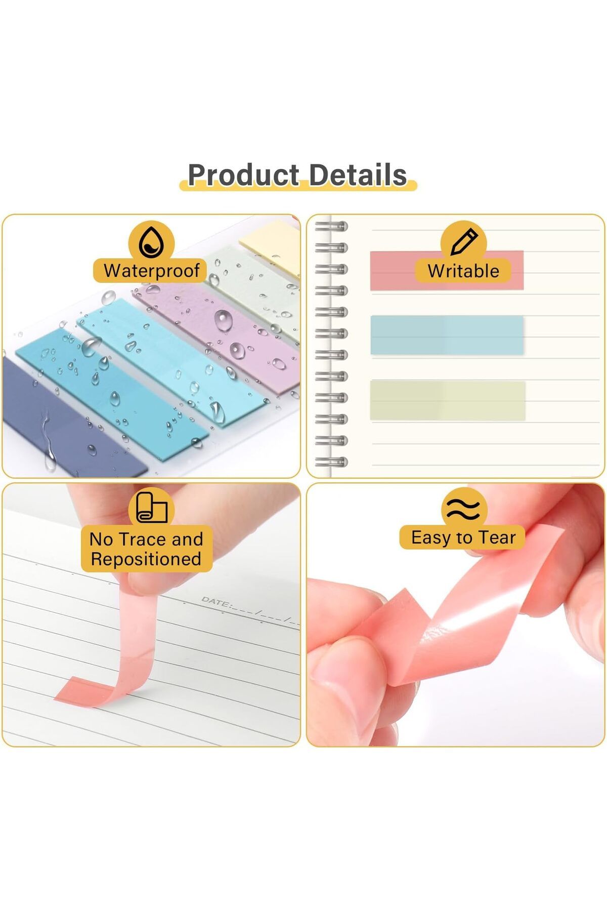 erorex-2000 قطعة من علامات التبويب اللاصقة لتعليق الكتب علامات تبويب كتب Morandi للمجلدات أعلام كتب قابلة لإعادة الوضع 2
