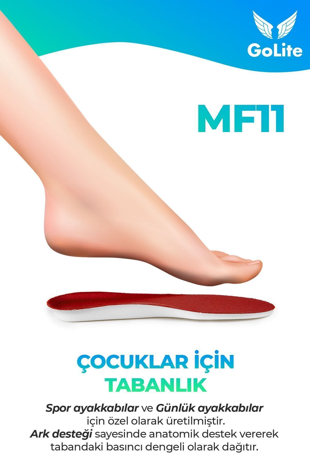 GoLite Bebek Ve Çocuk Için Spor Ayakkabı Patik Iç Tabanlığı, Ark Destekli Gündelik Tabanlık - 1 Çift fotoğrafı 4 (önizleme)