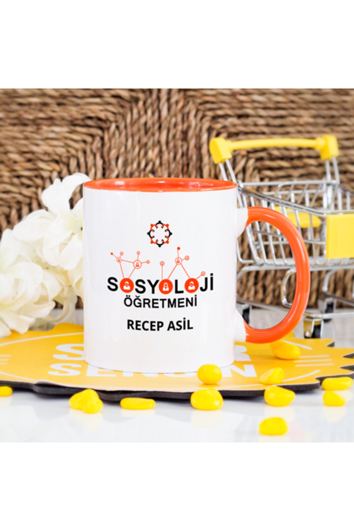 feifei Kişiye Özel Sosyoloji Öğretmeni Kupa Bardak - Turuncu