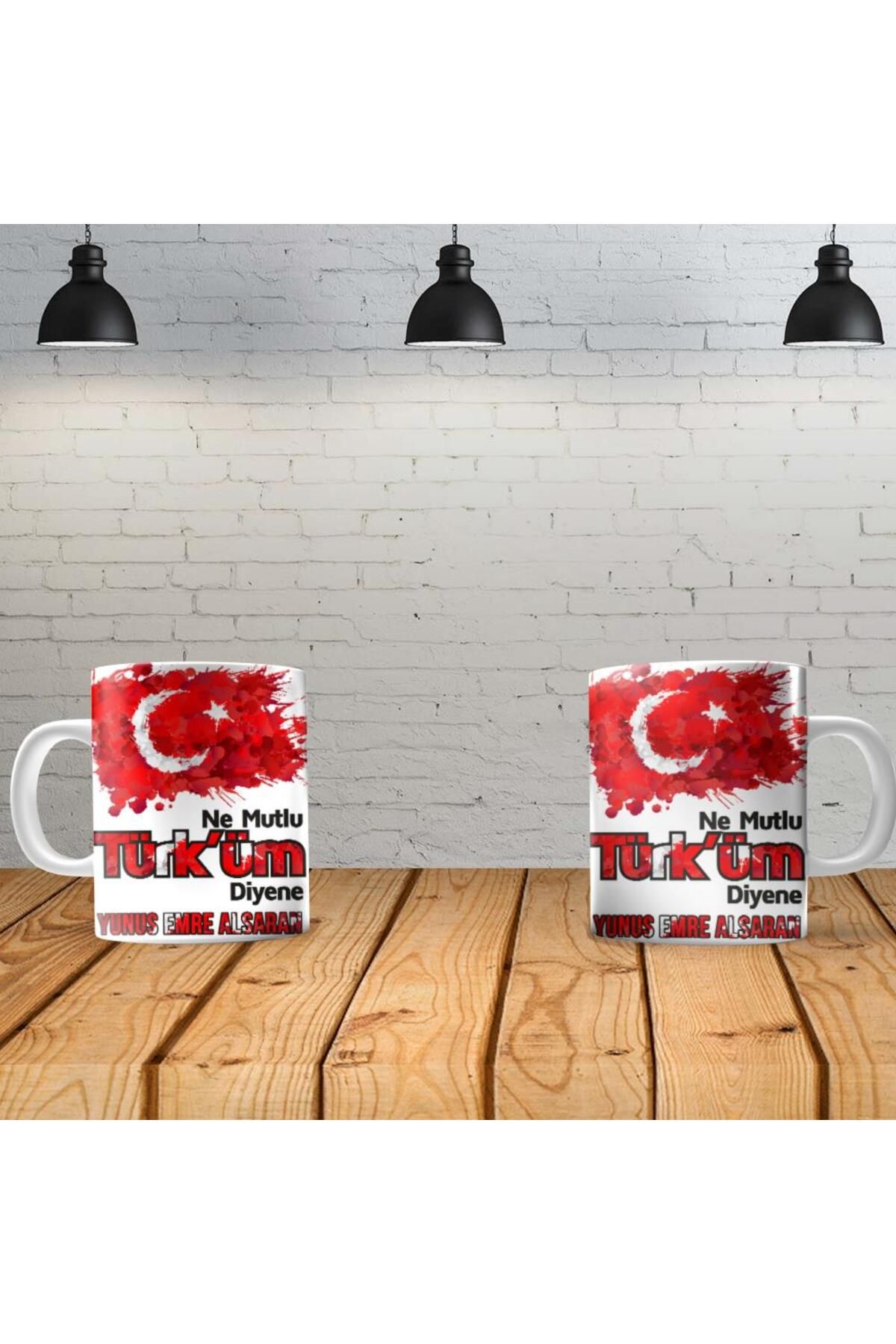 feifei Ne Mutlu Türk'Üm Diyene Kişiye Özel Baskılı Yeni Tasarım Kupa Bardak Özel Kutusunda