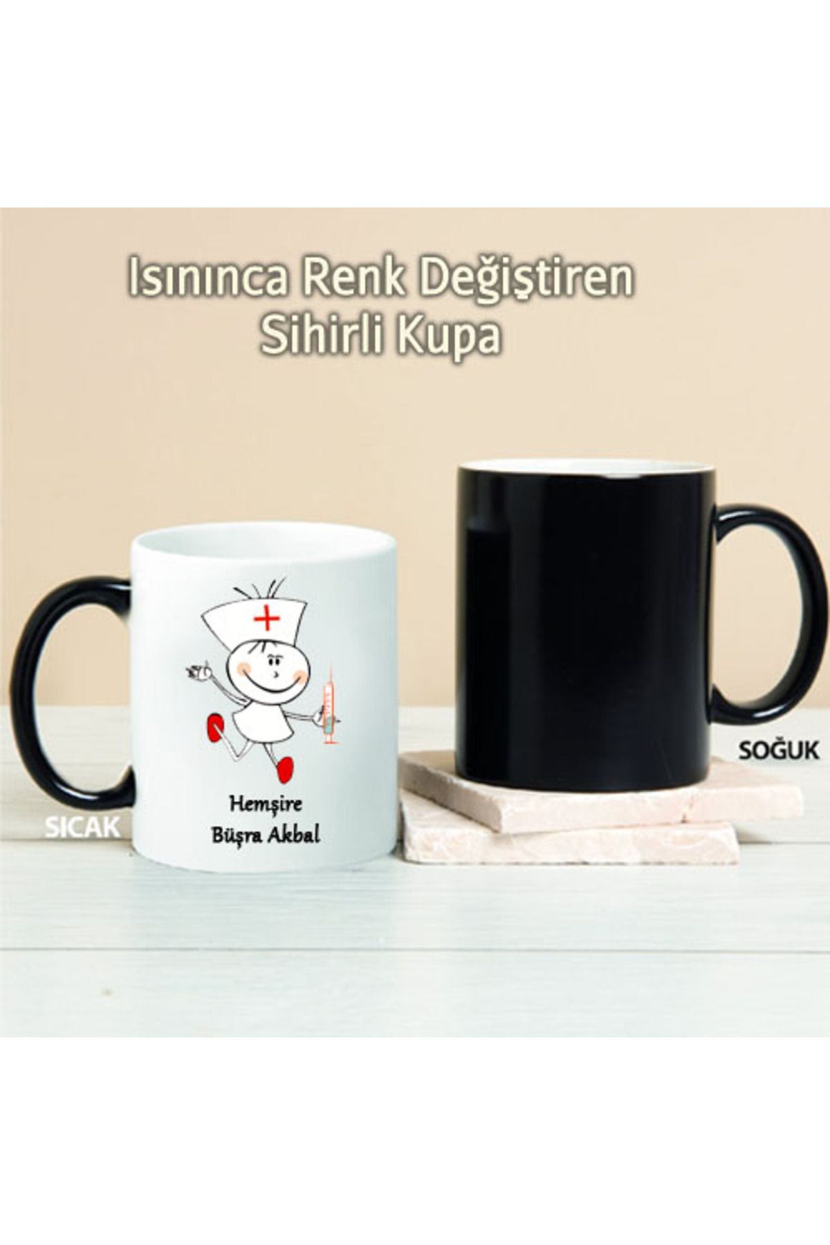 feifei Tatlı Hemşire Kişiye Özel Sihirli Kupa Pi34