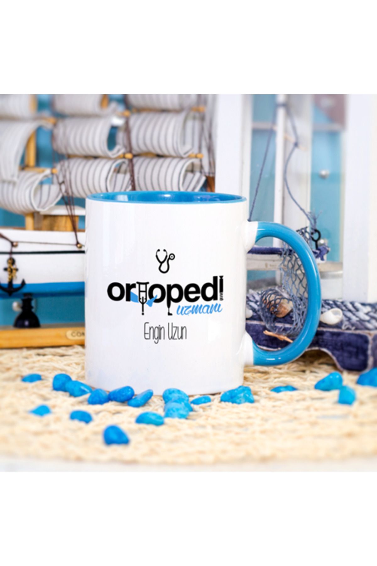 feifei Kişiye Özel Ortopedi Uzmanı Kupa Bardak - Mavi