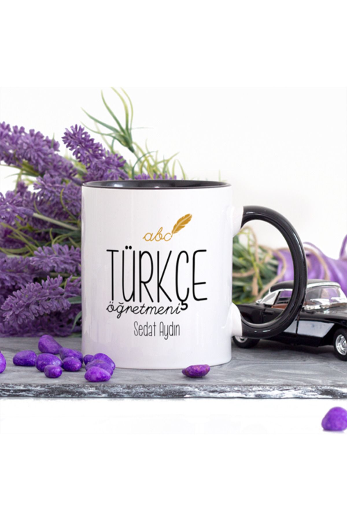 feifei Kişiye Özel Lacivert Renkli Türkçe Öğretmeni Kupa Bardak