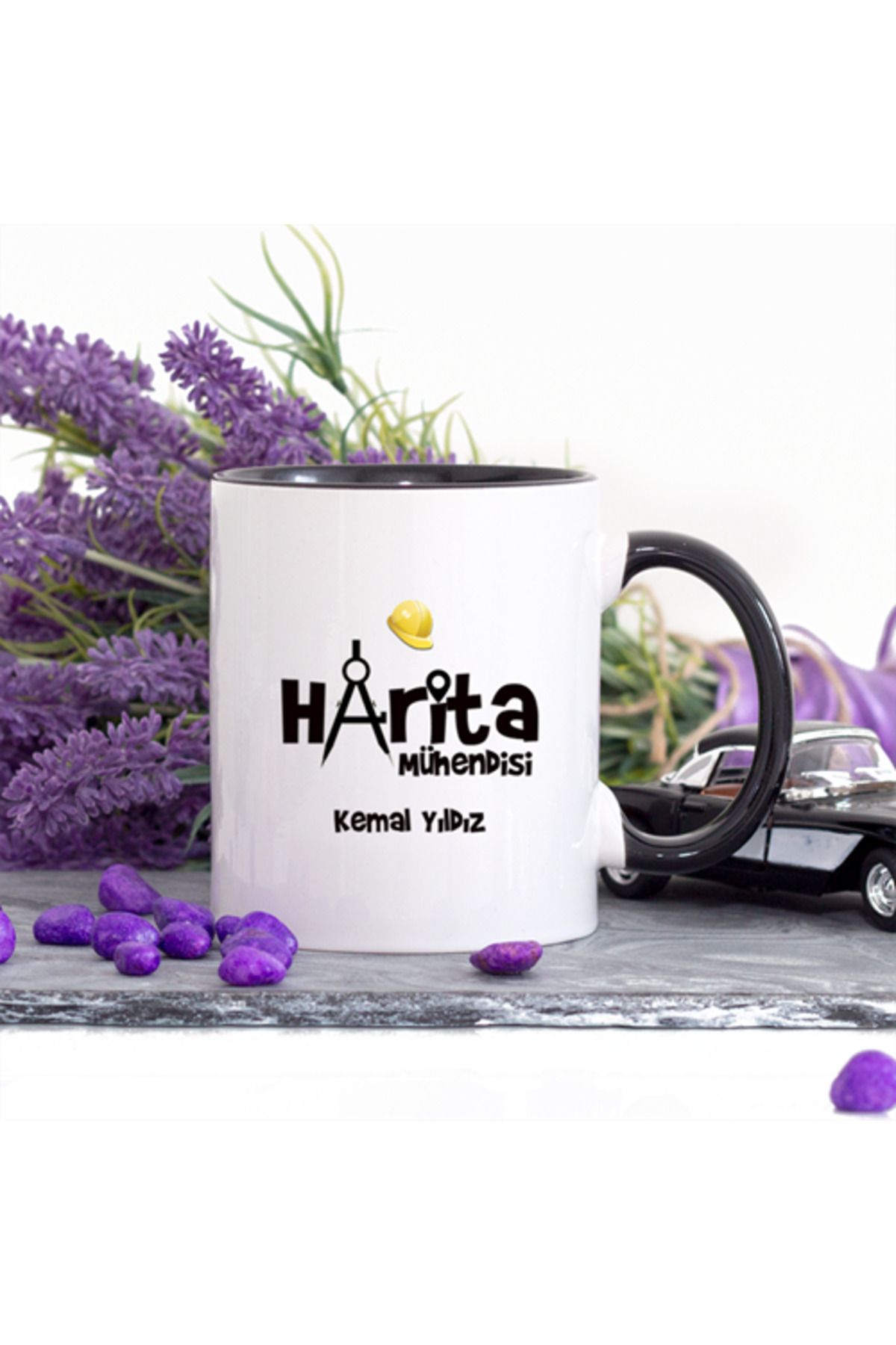 feifei Kişiye Özel Lacivert Renkli Harita Mühendisi Kupa Bardak