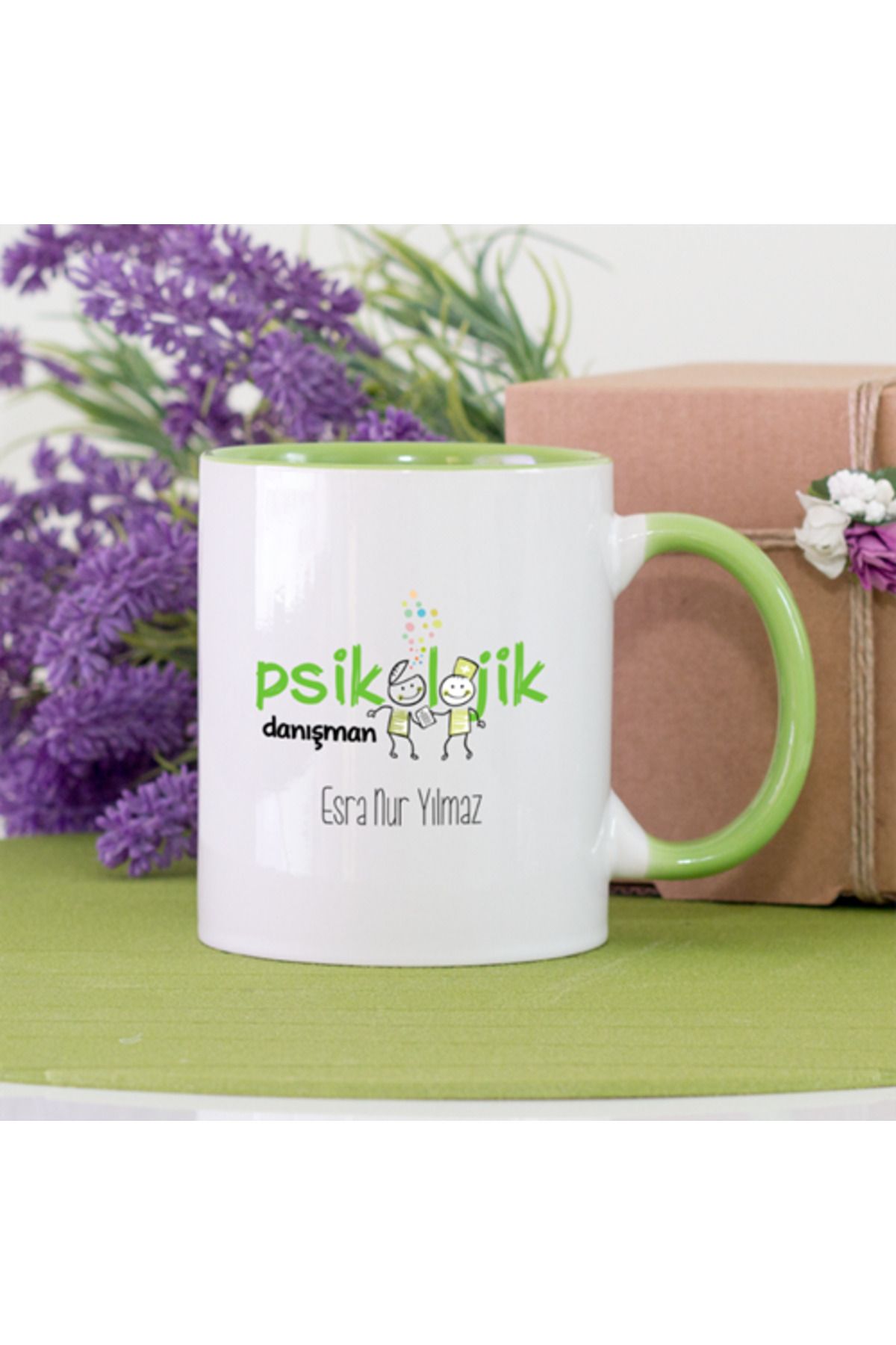 feifei Kişiye Özel Yeşil Renkli Psikolojik Danışman Kupa Bardak