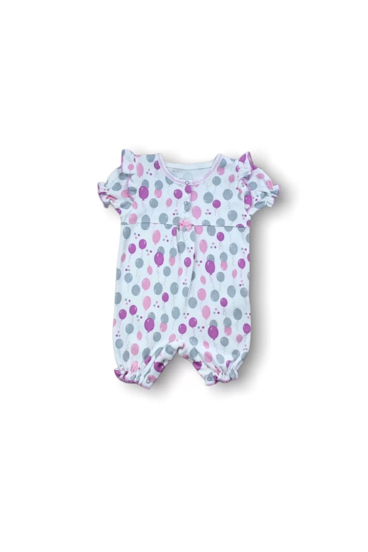 SGDİKEN BUTİK-9-12 12-18 18-24 Months Cemre Flying Balloon Printed Short Sleeve Baby Girl Jumpsuit 1